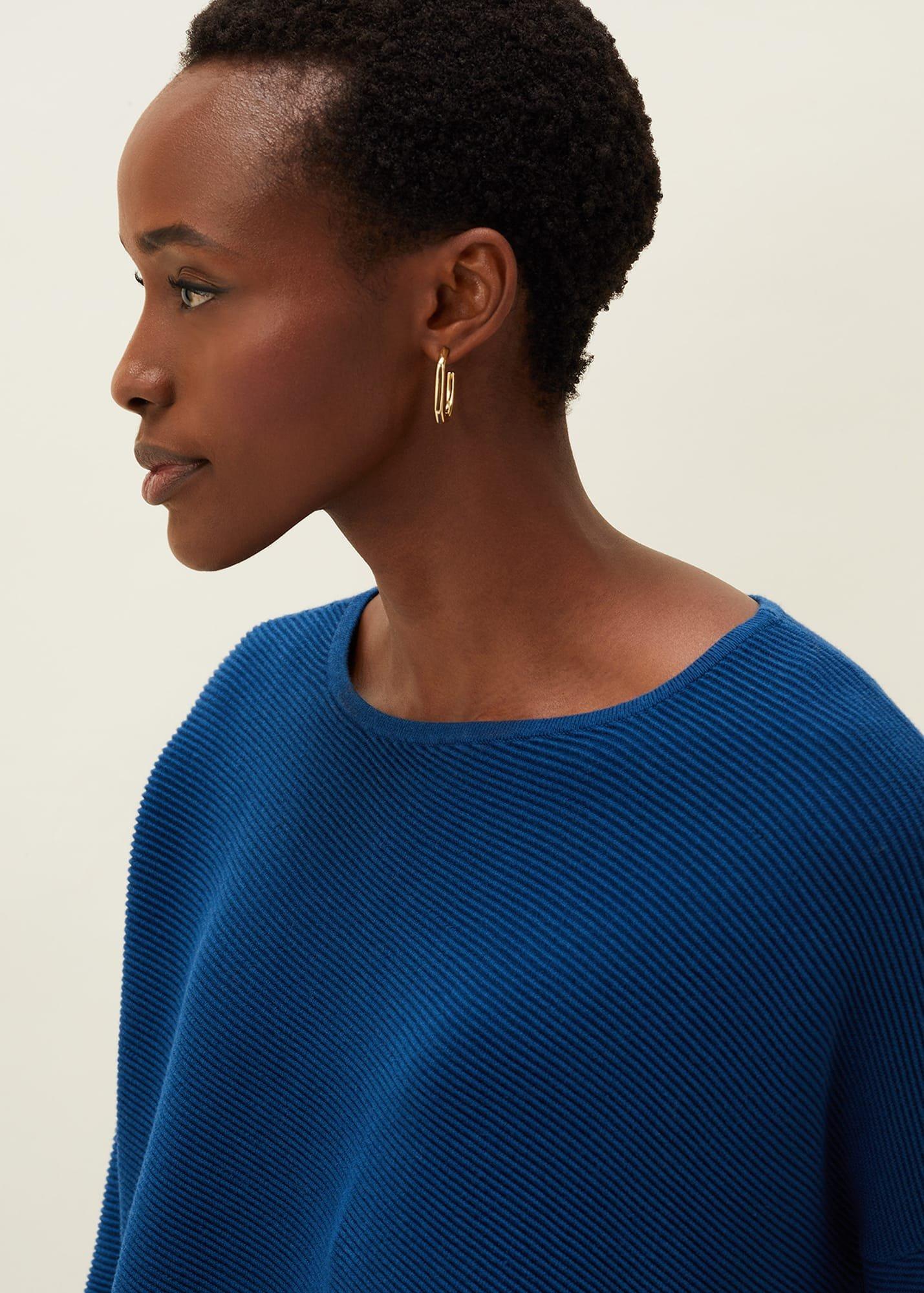 Cyndi Textured Asymmetric Hem Fine Knit Jumper