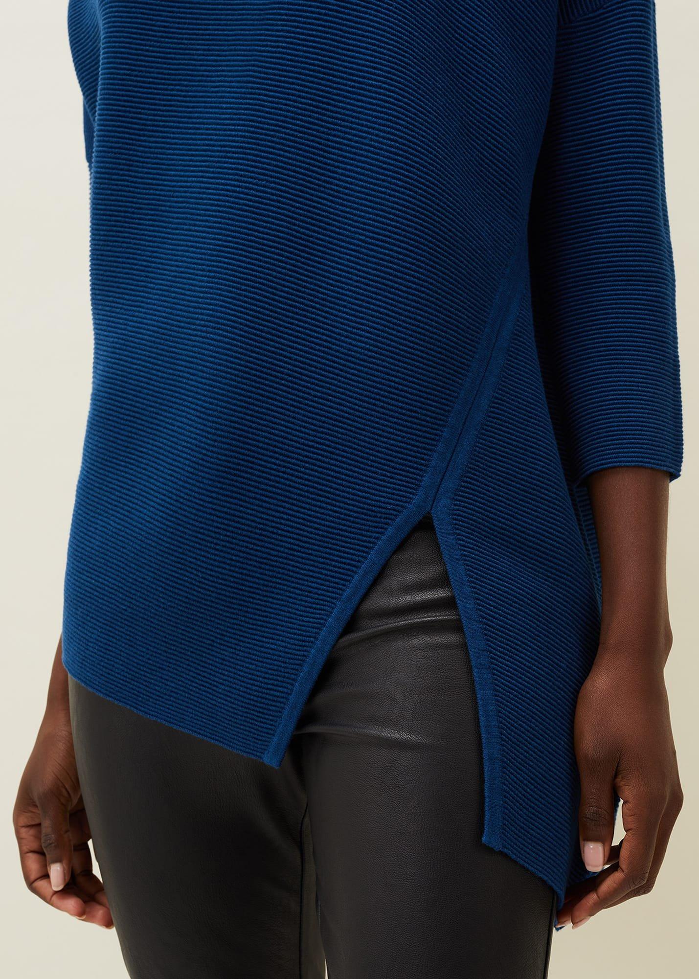 Cyndi Textured Asymmetric Hem Fine Knit Jumper