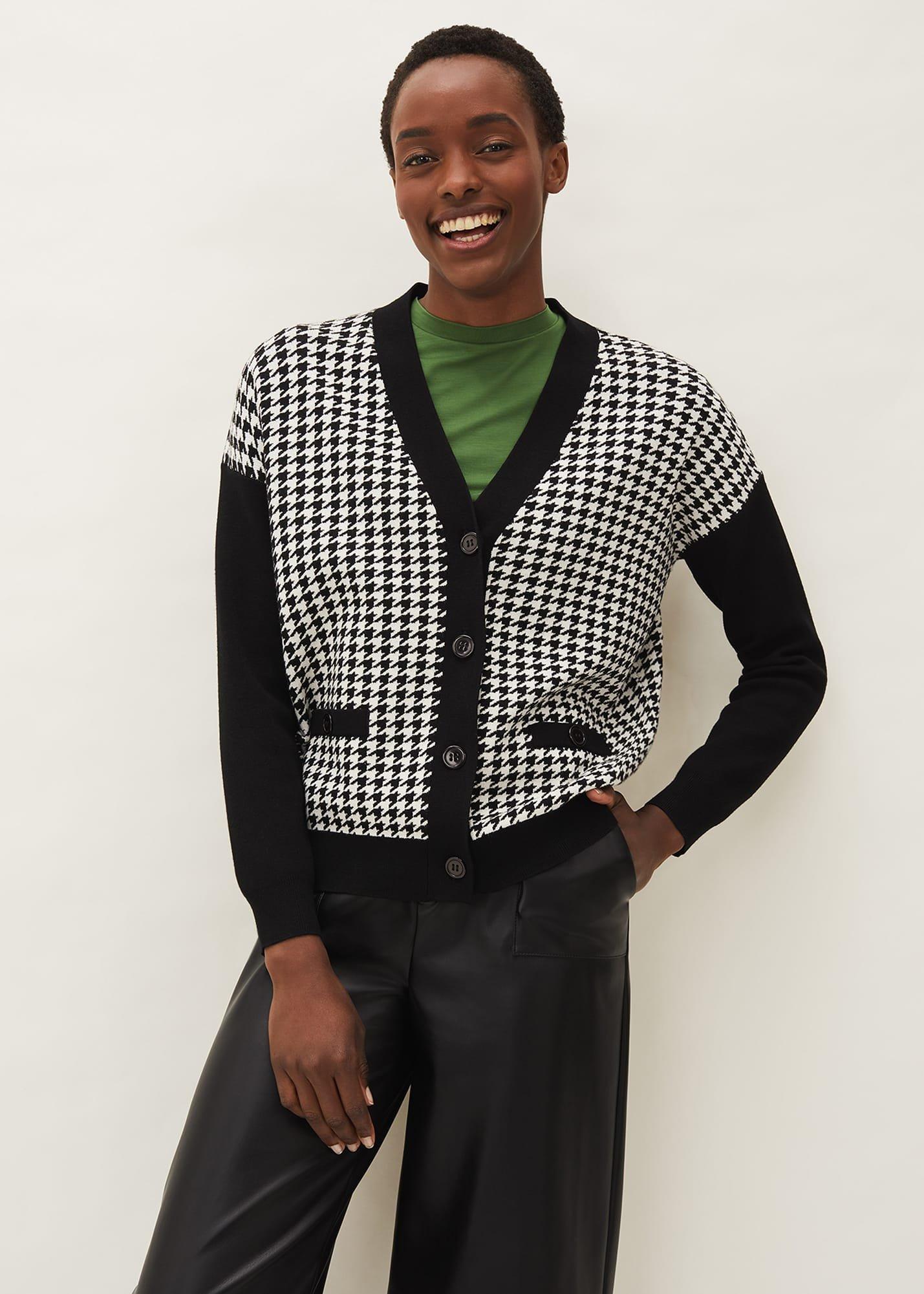 Ava Houndstooth Cardigan