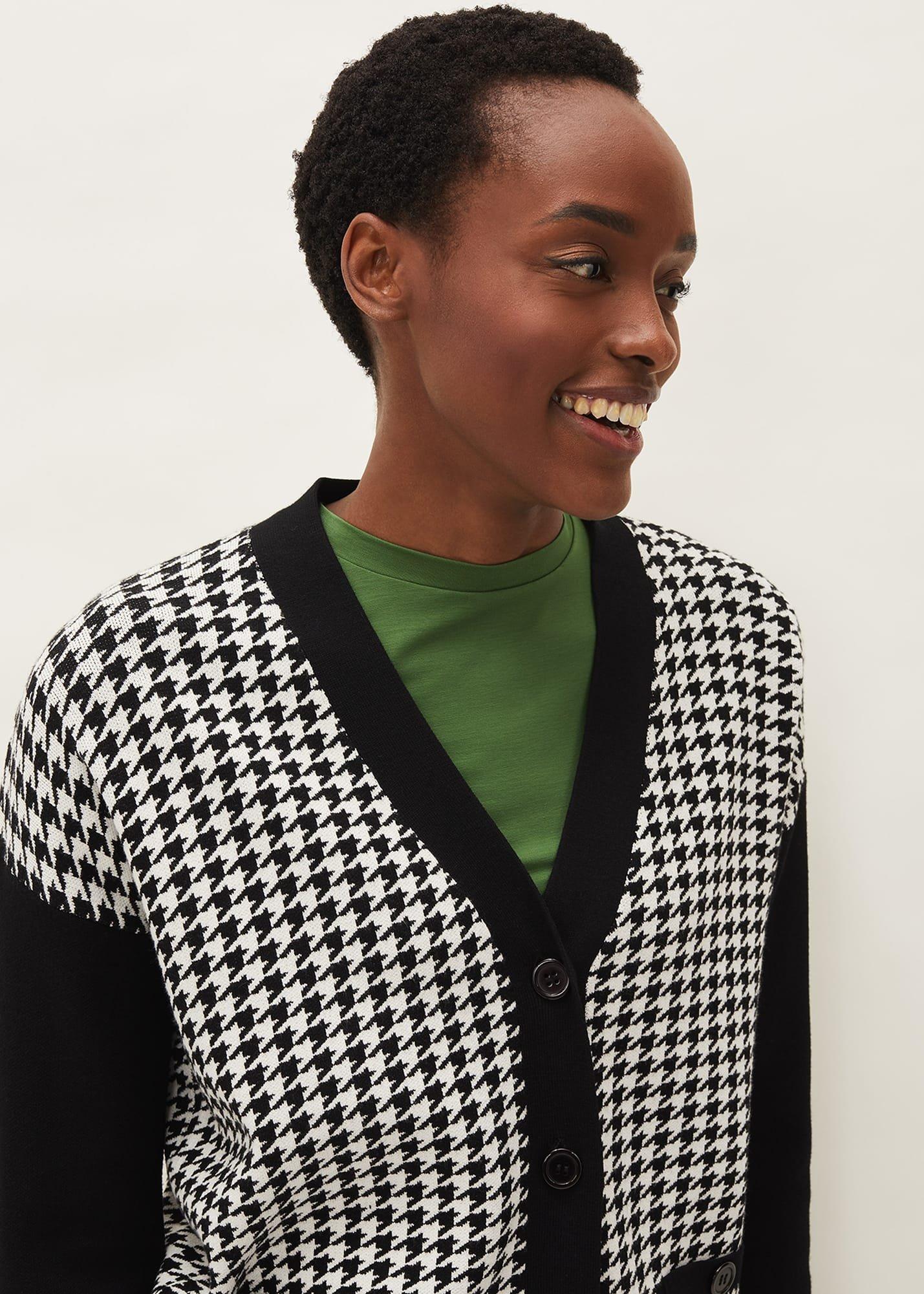 Ava Houndstooth Cardigan
