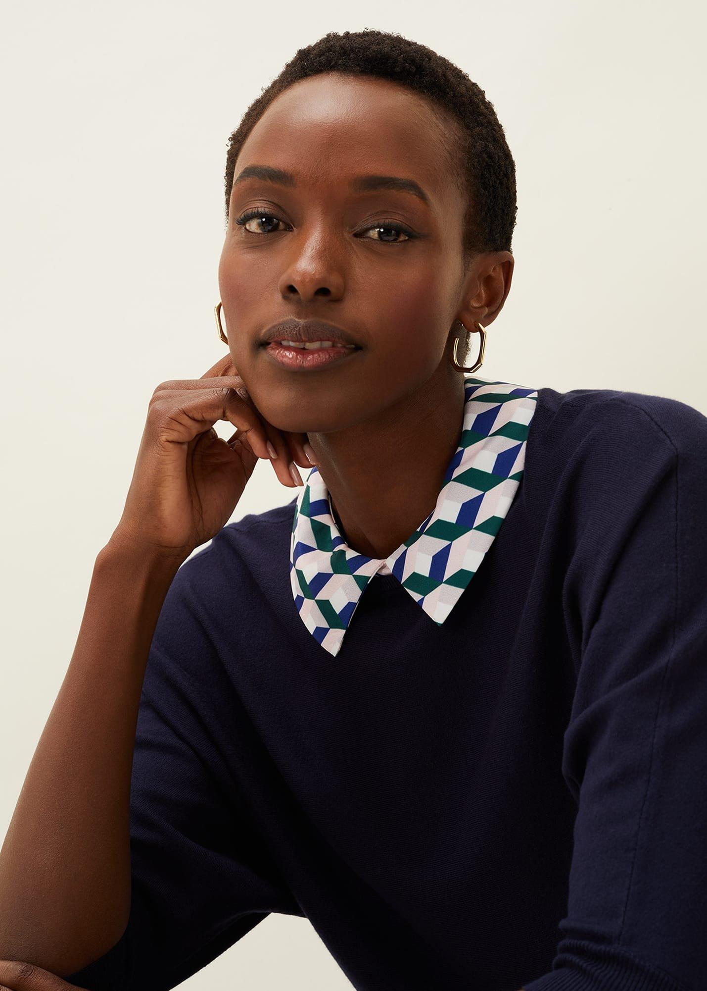 Delphine Printed Collar Jumper