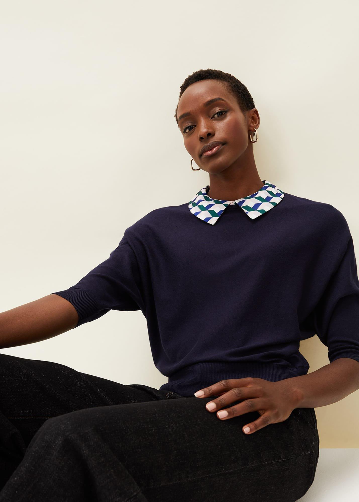 Delphine Printed Collar Jumper
