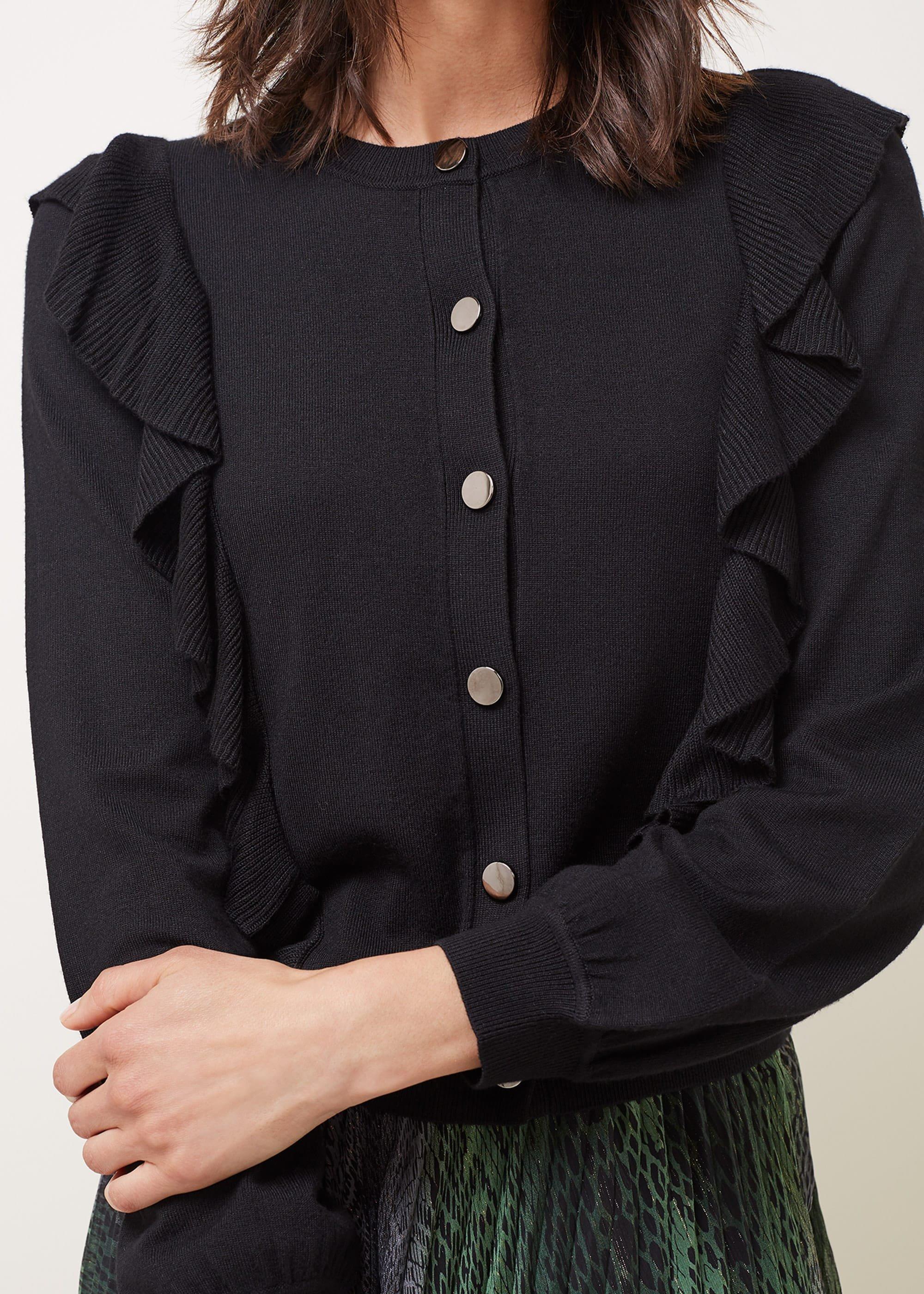 Susie Frill Detail Fine Knit Cardigan
