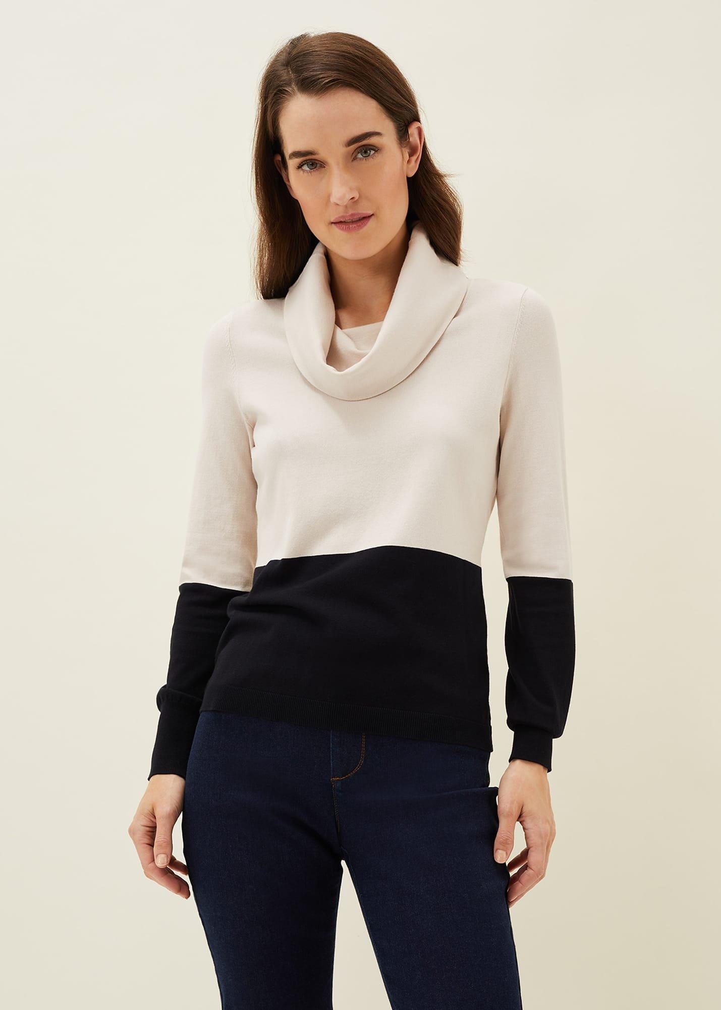Zasha Colourblock Cowl Neck Jumper