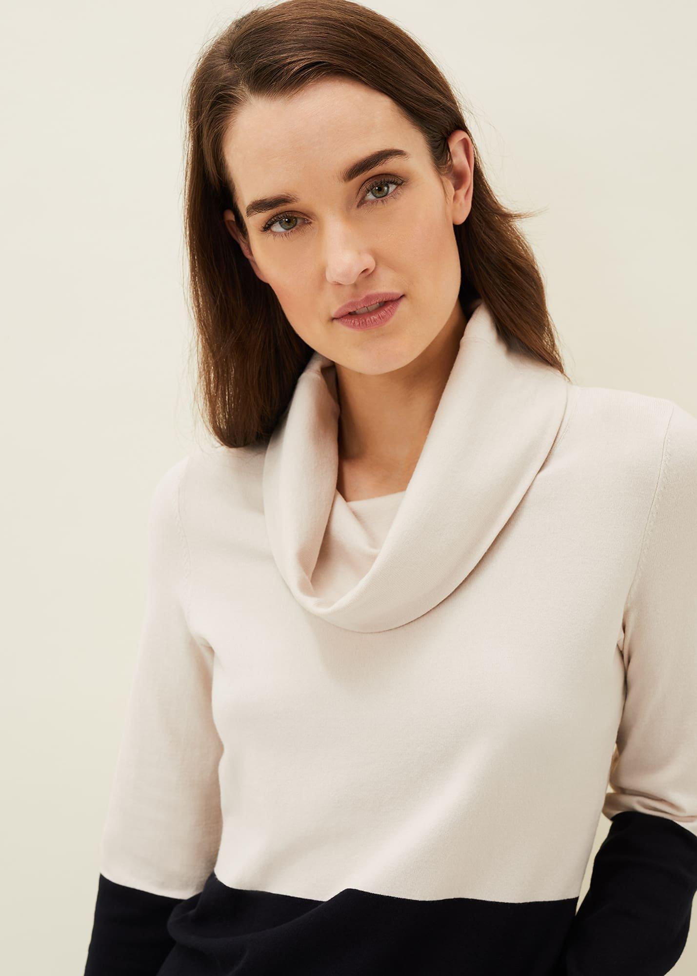 Zasha Colourblock Cowl Neck Jumper