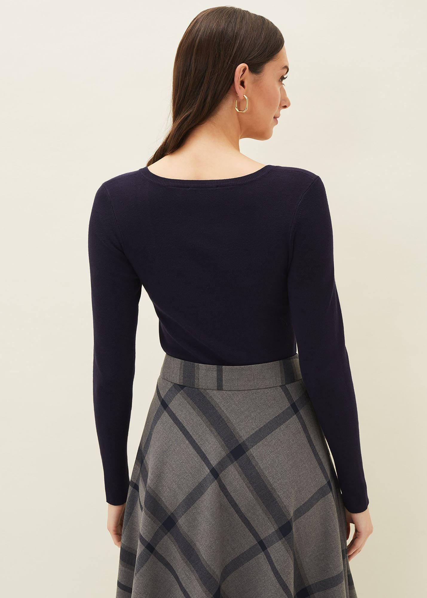 Molla Square Neck Fine Knit Jumper