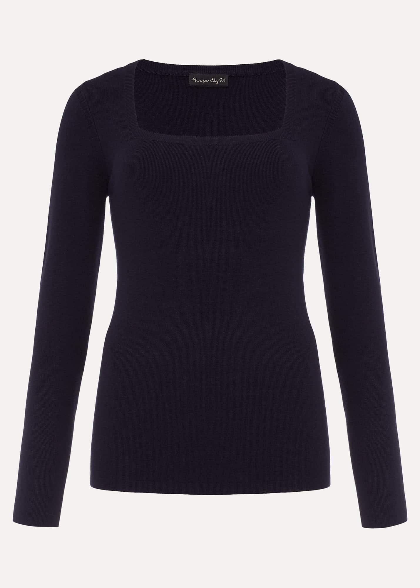 Molla Square Neck Fine Knit Jumper