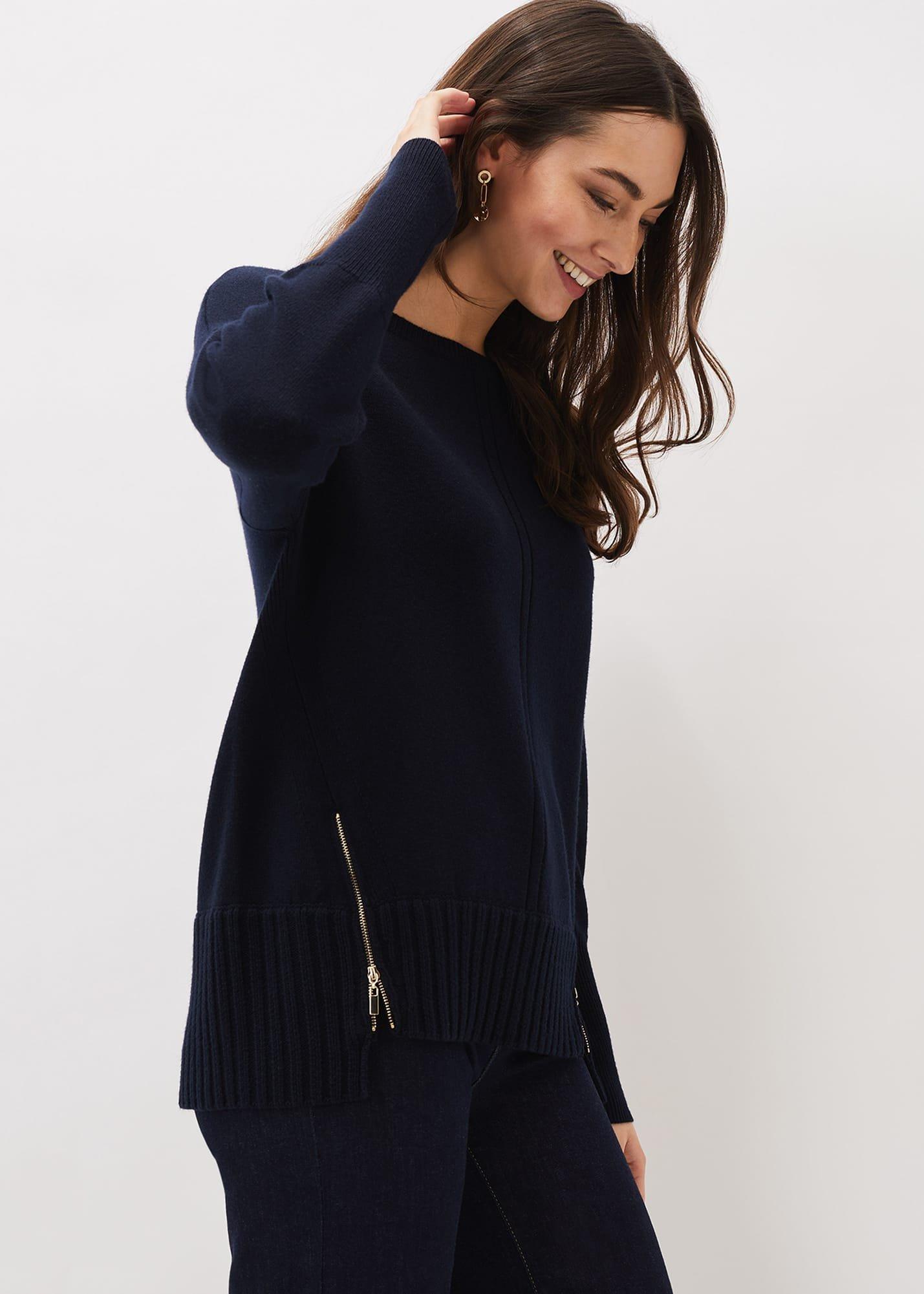 Steph Zip Detail Wool Blend Jumper