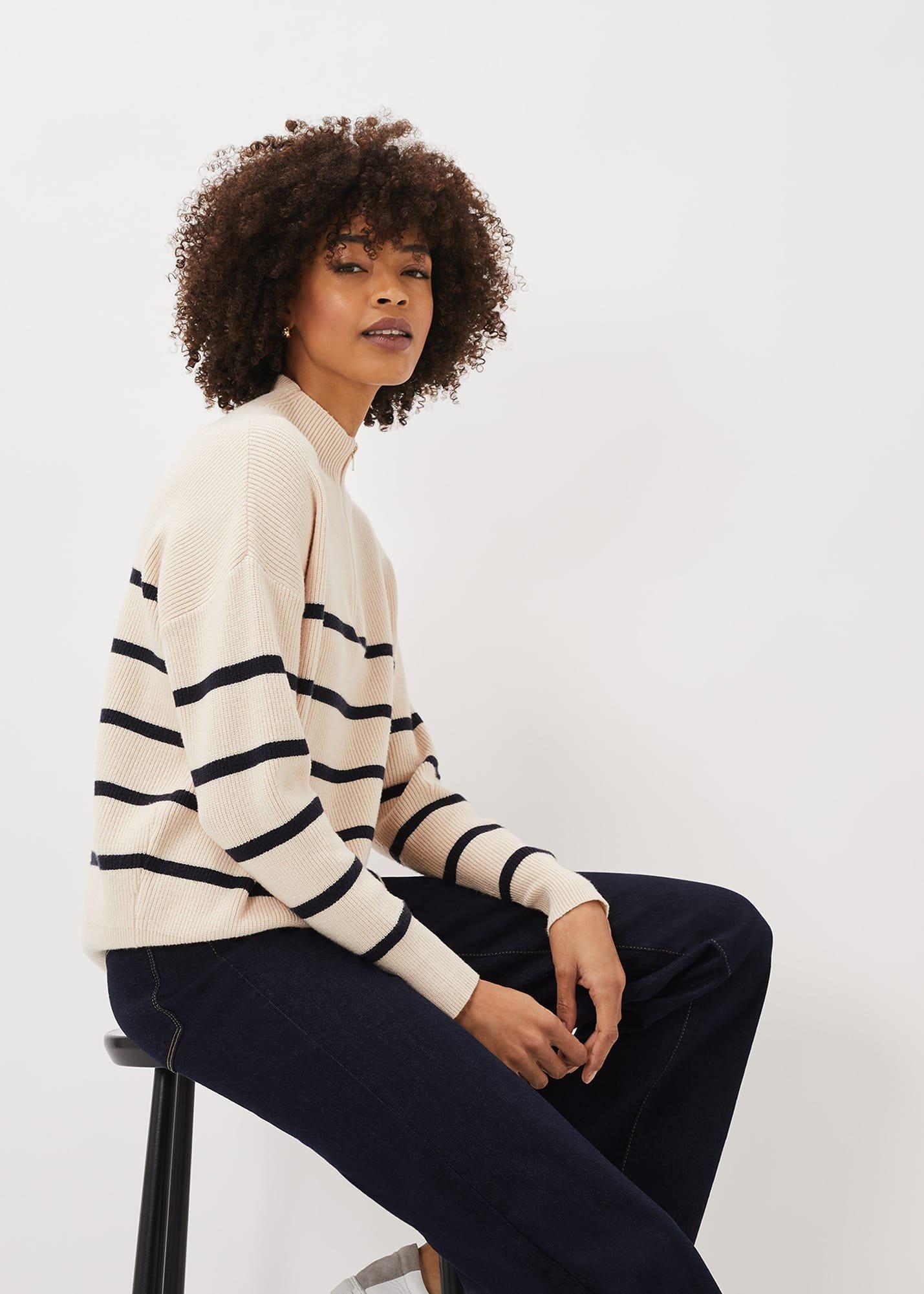 Rosan Zip Funnel Neck Stripe Jumper