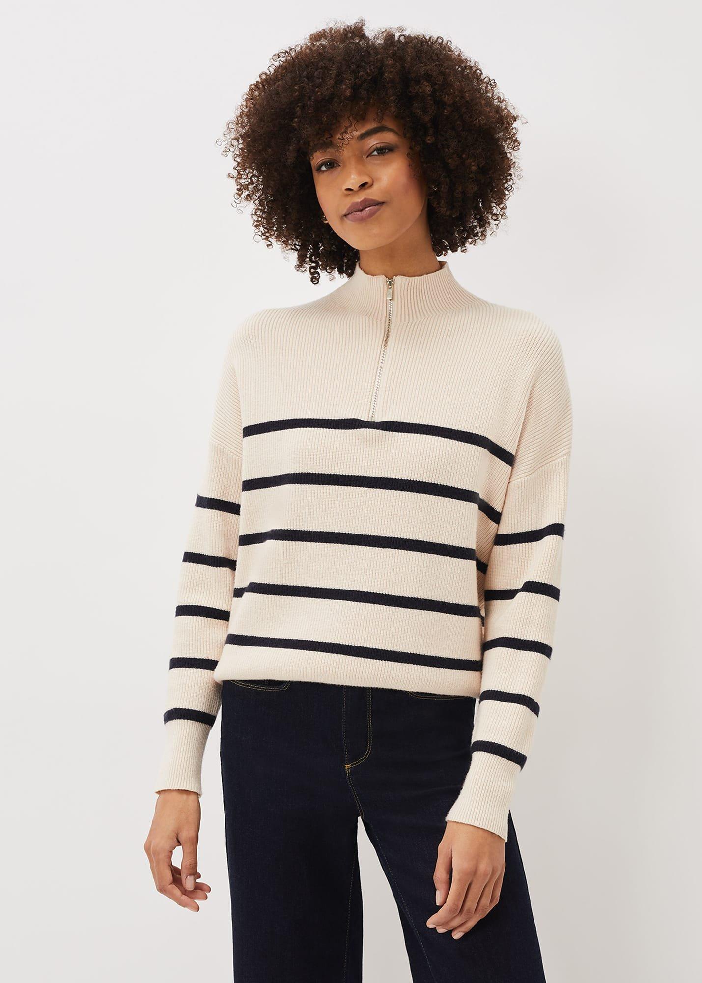Rosan Zip Funnel Neck Stripe Jumper