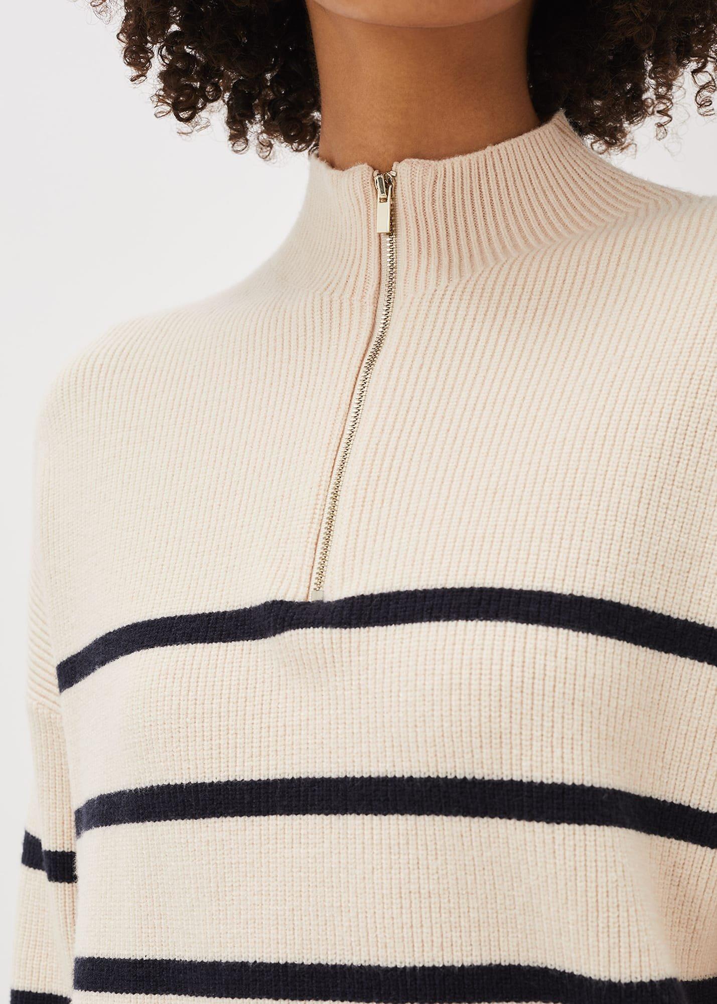 Rosan Zip Funnel Neck Stripe Jumper