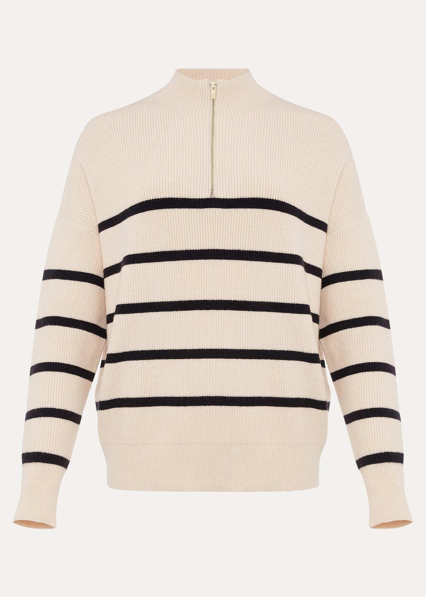 Rosan Zip Funnel Neck Stripe Jumper