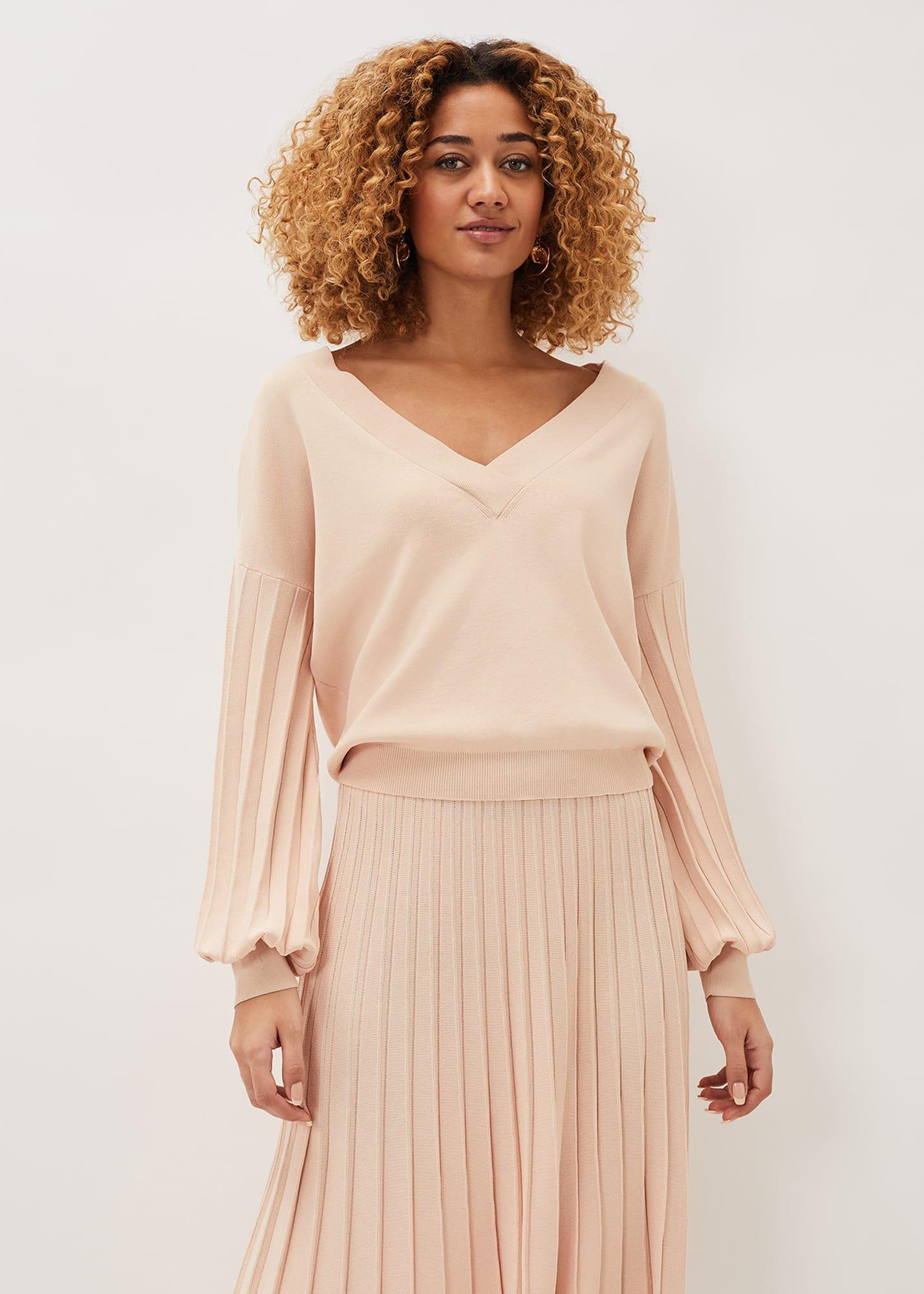 Teodora V Neck Pleat Sleeve Co-Ord Jumper | Phase Eight UK |