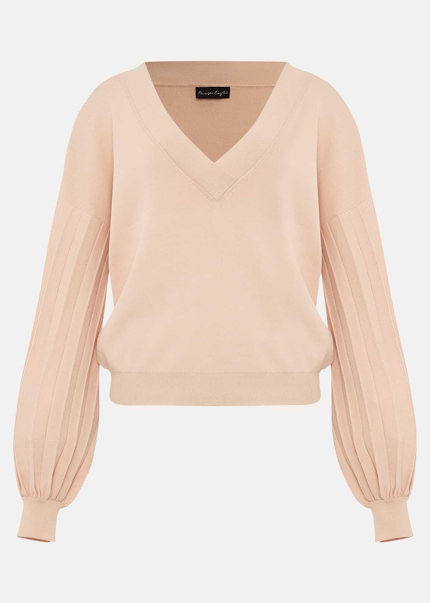 Teodora V Neck Pleat Sleeve Co-Ord Jumper