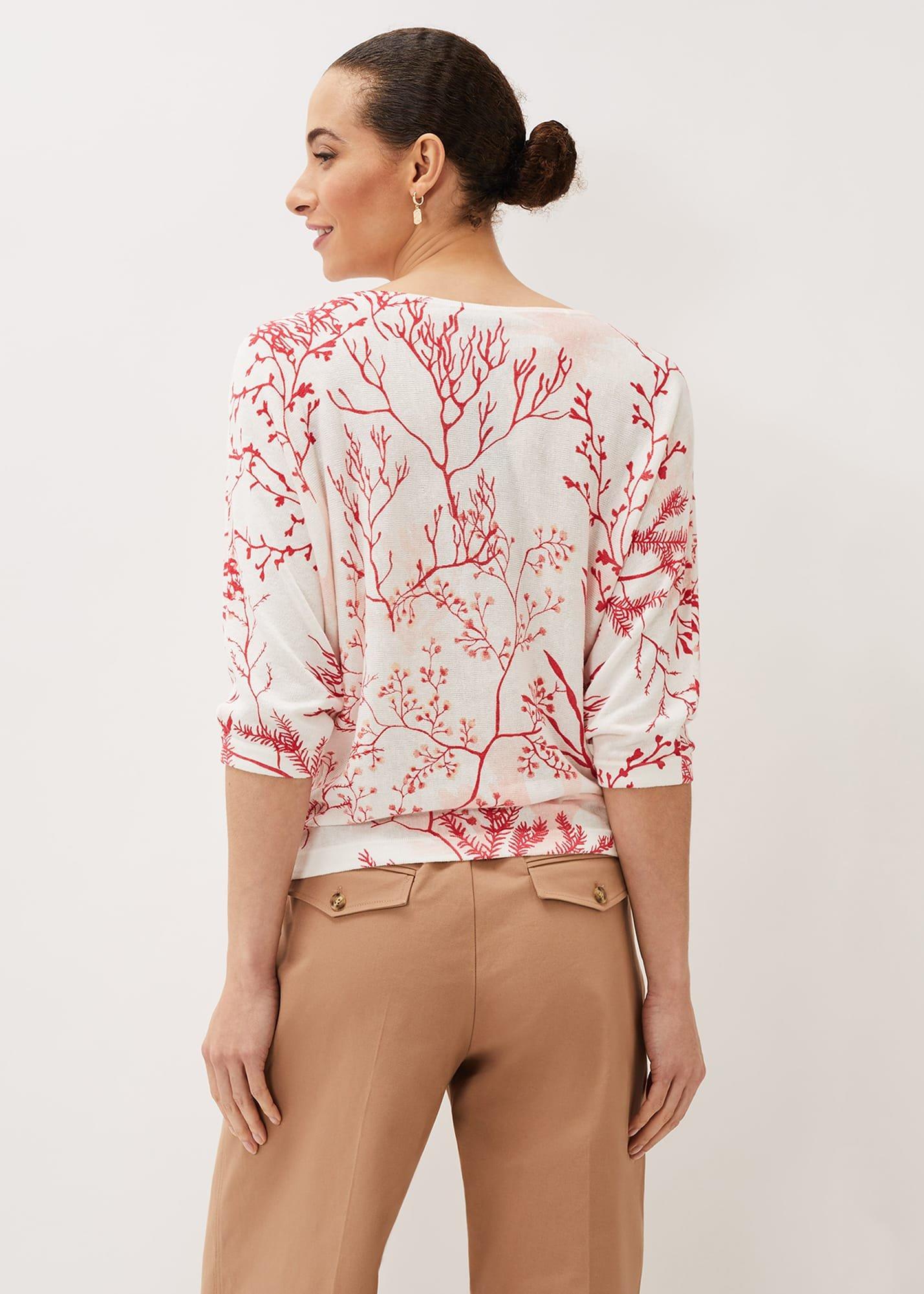 Eleanor Coral Print Linen Jumper