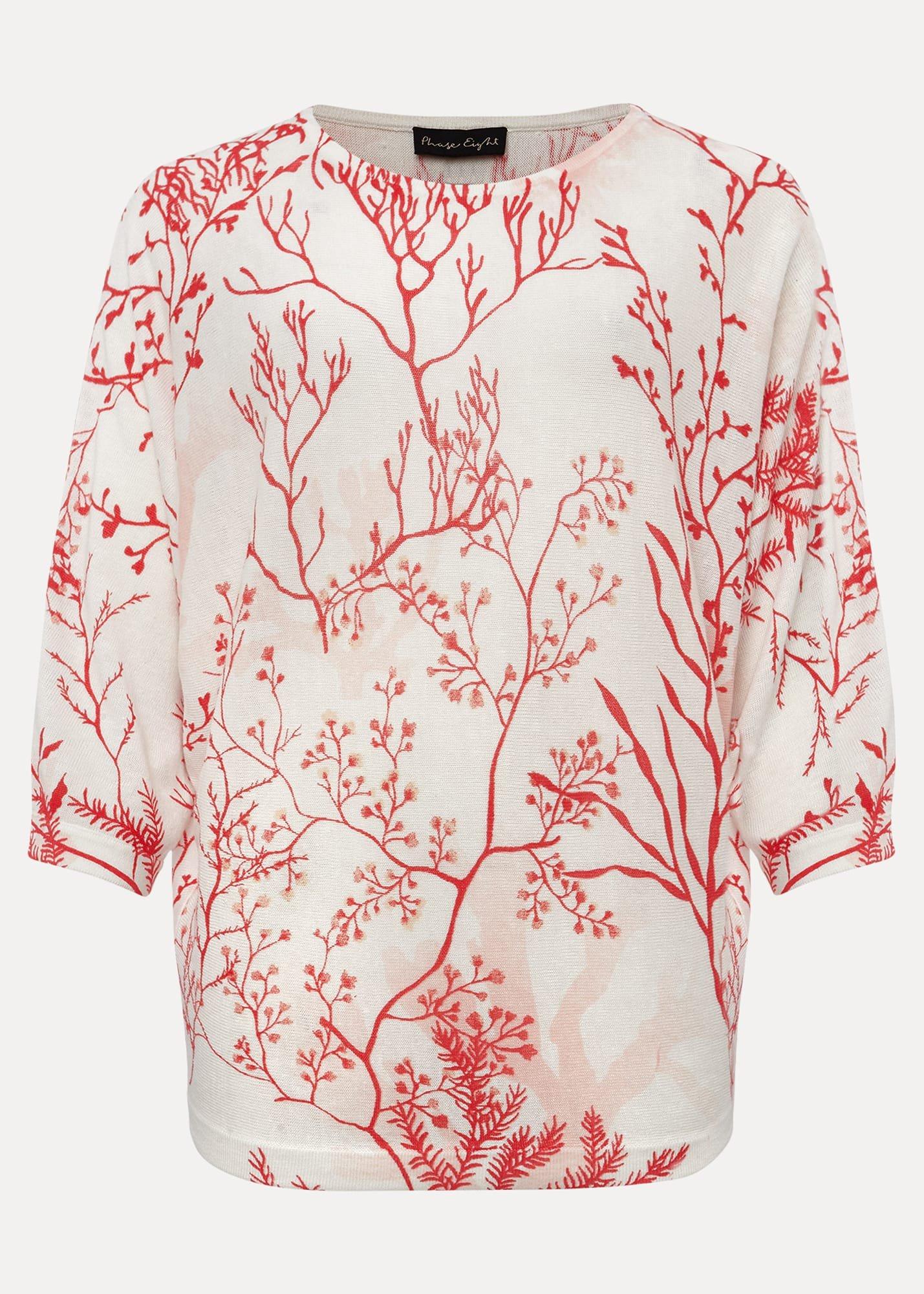 Eleanor Coral Print Linen Jumper