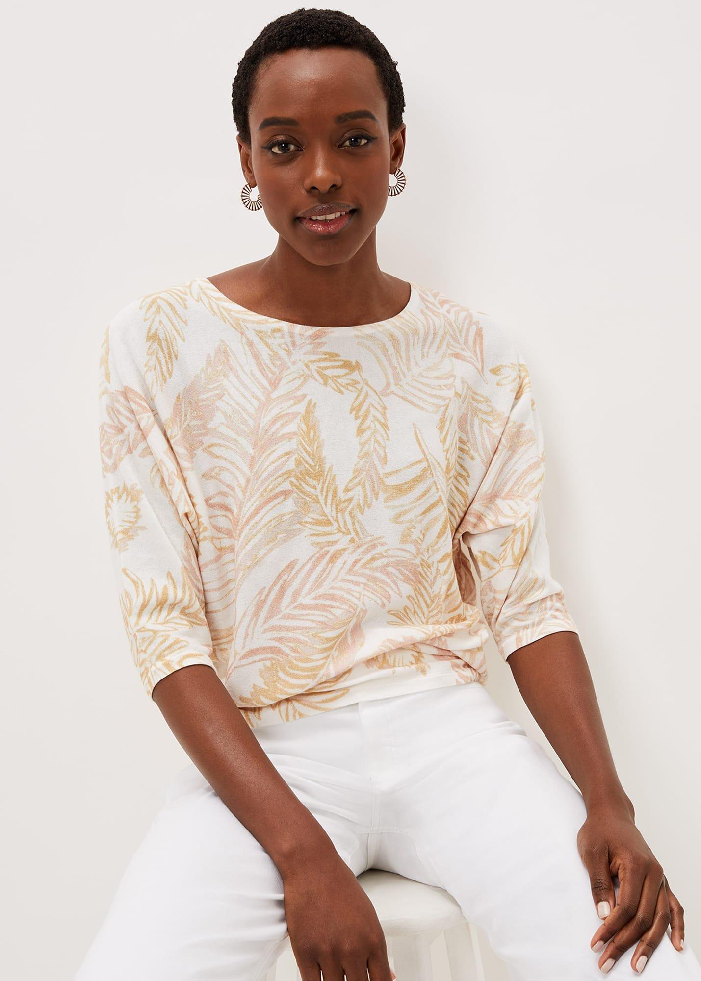 Hollie Cotton Palm Print Jumper