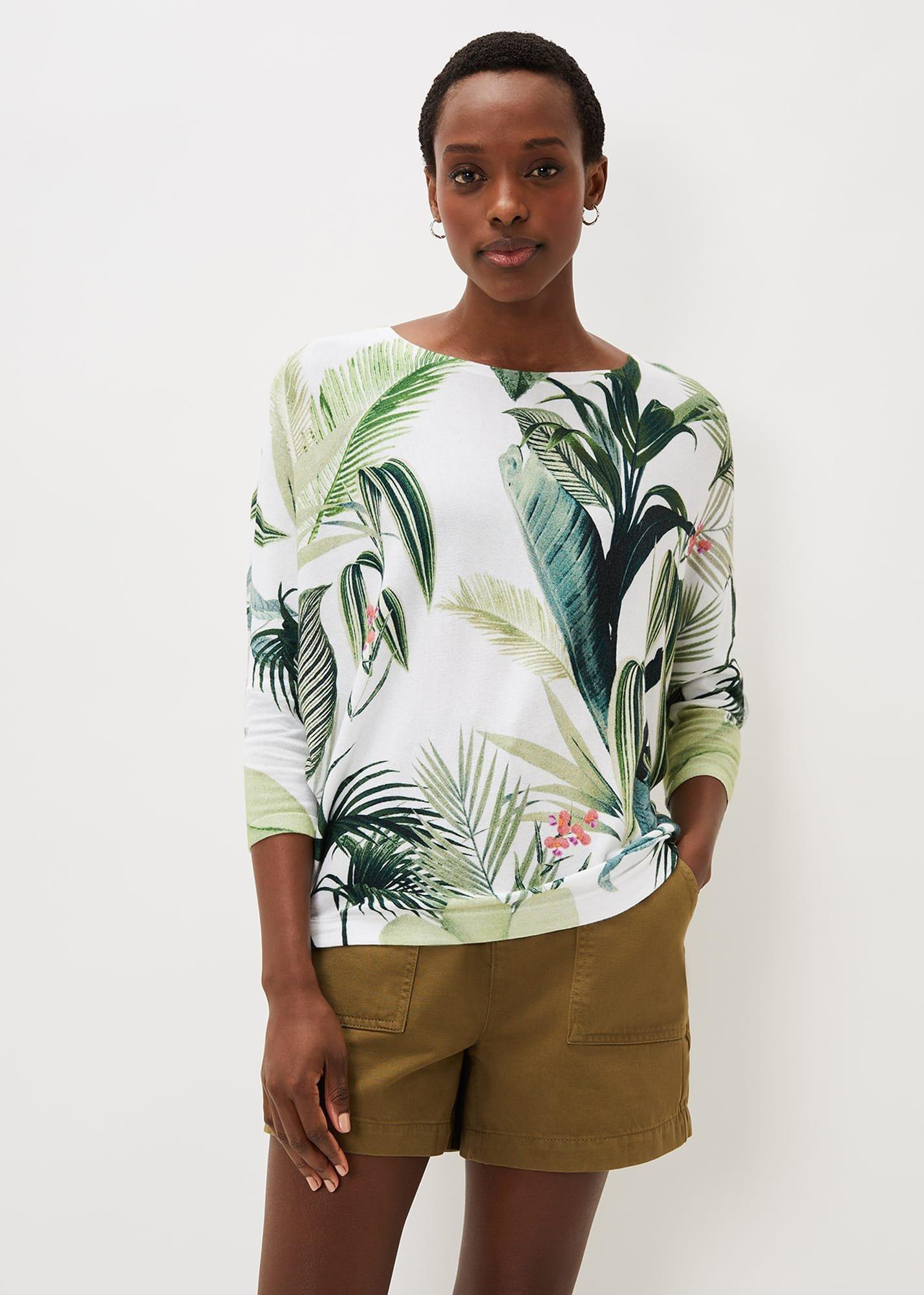 Johanna Cotton Palm Print Jumper