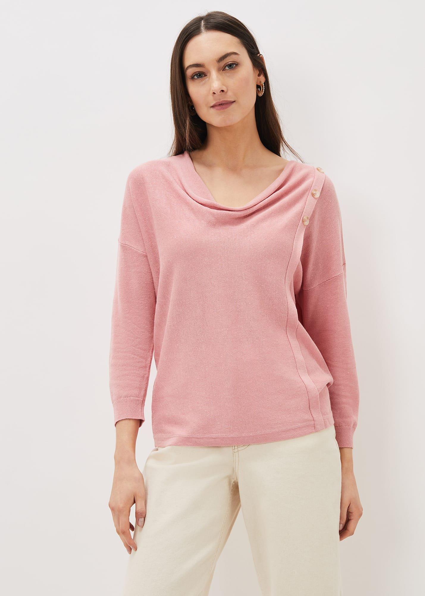 Dana Cowl Neck Button Trim Knit
