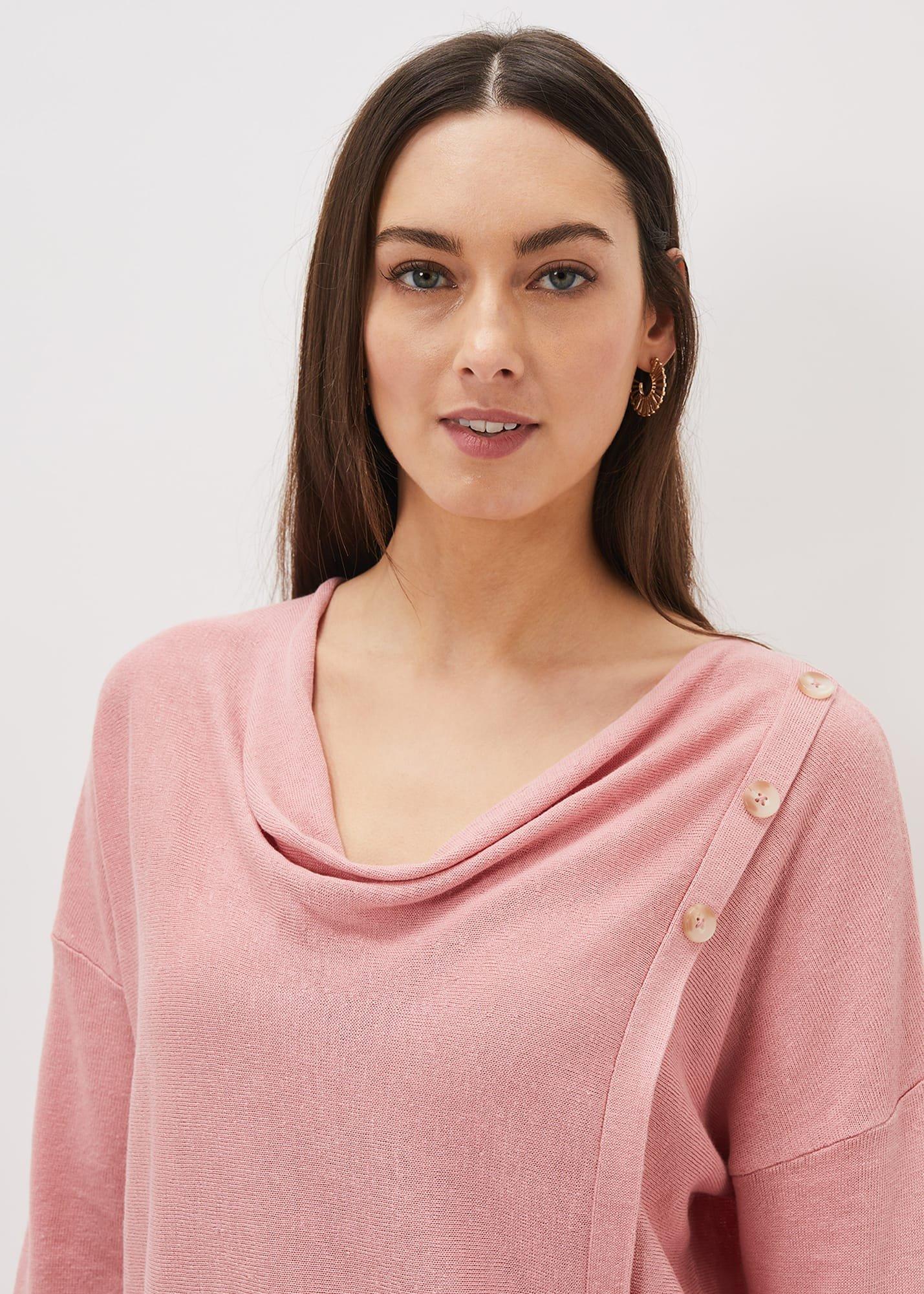 Dana Cowl Neck Button Trim Knit