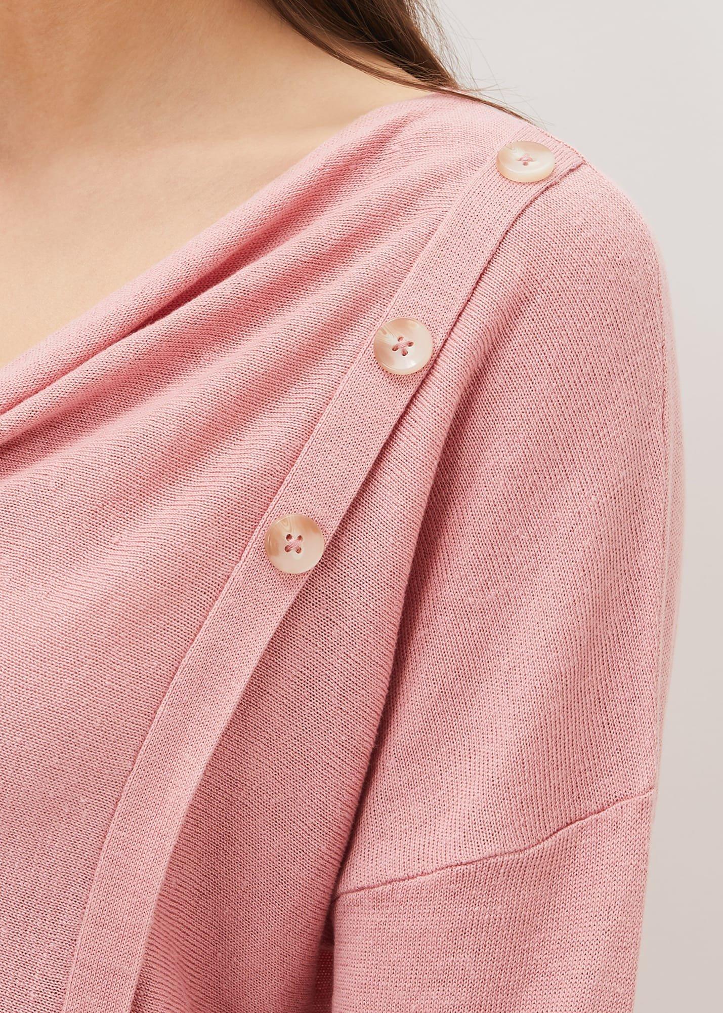 Dana Cowl Neck Button Trim Knit
