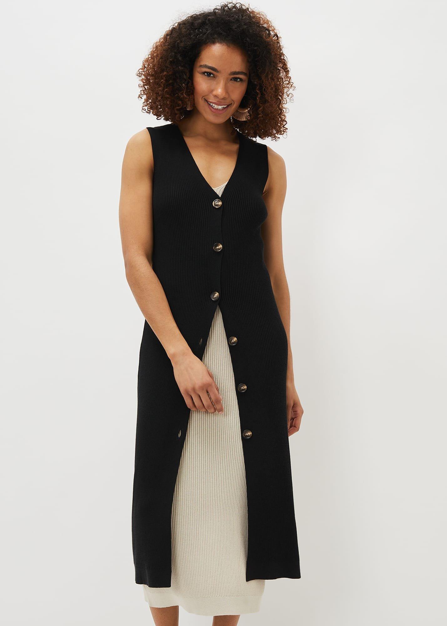 Kourtney Maxi Ribbed Sleeveless Cardigan