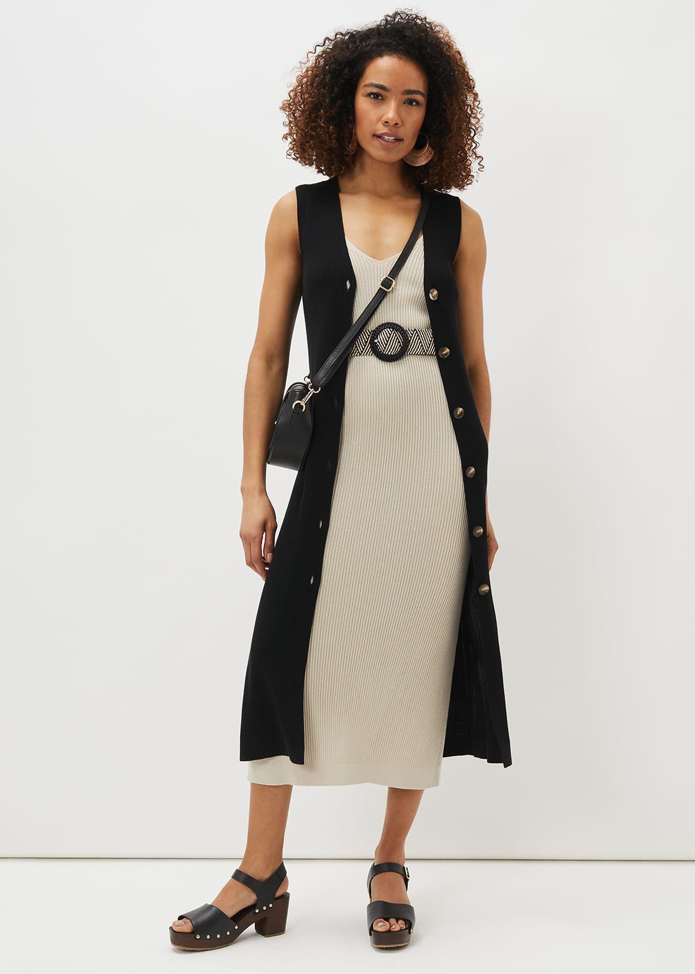 Kourtney Maxi Ribbed Sleeveless Cardigan