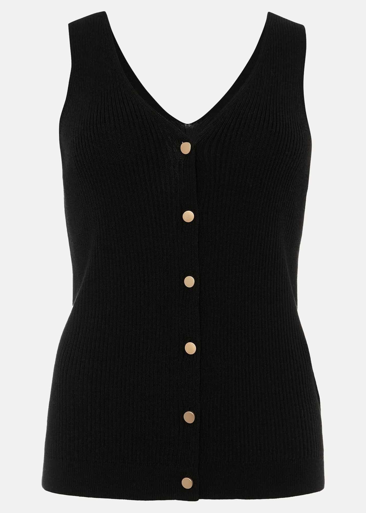 Celine Ribbed Button Vest Top
