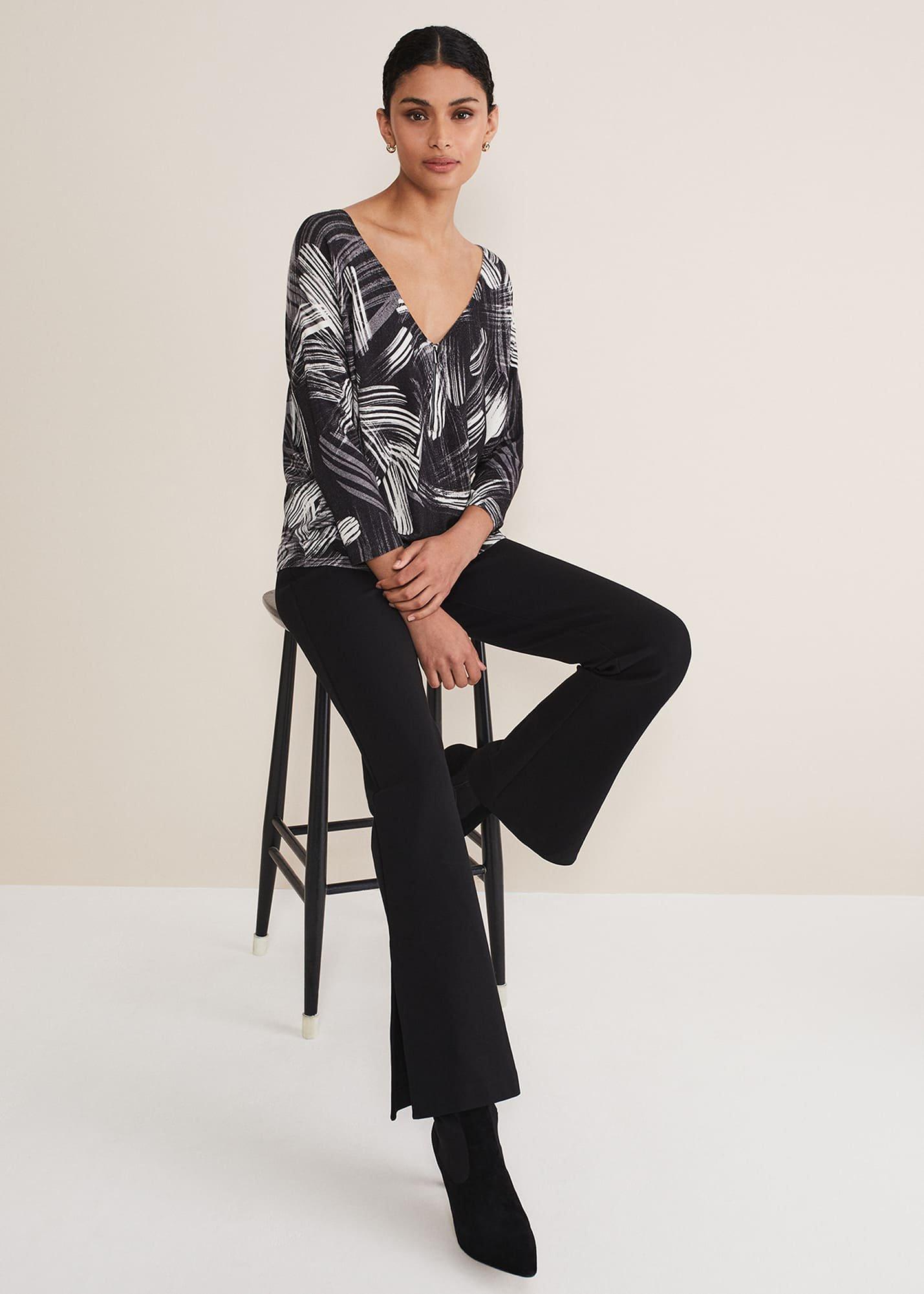 Adara Linear Zip Neck Print Jumper