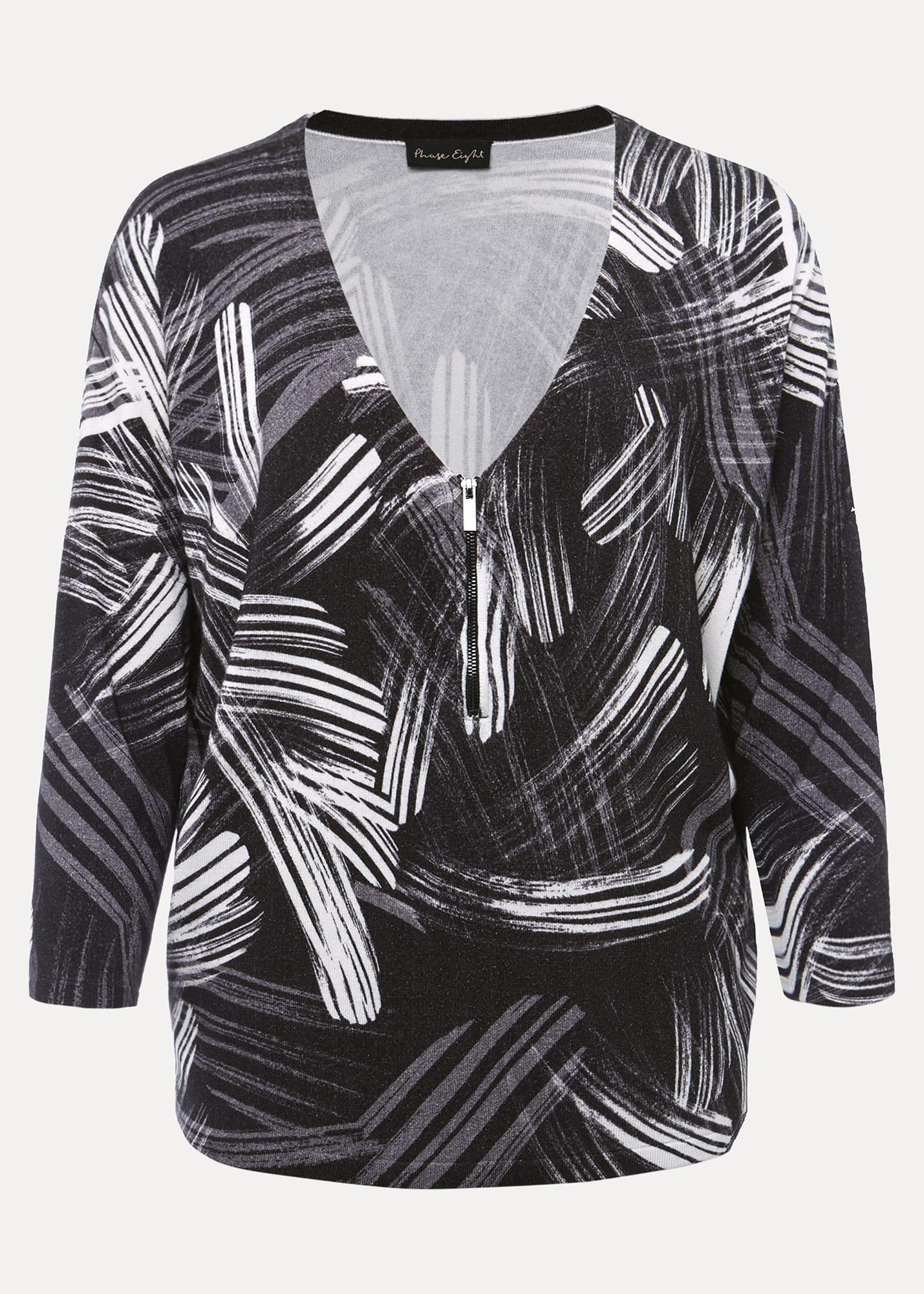 Adara Linear Zip Neck Print Jumper