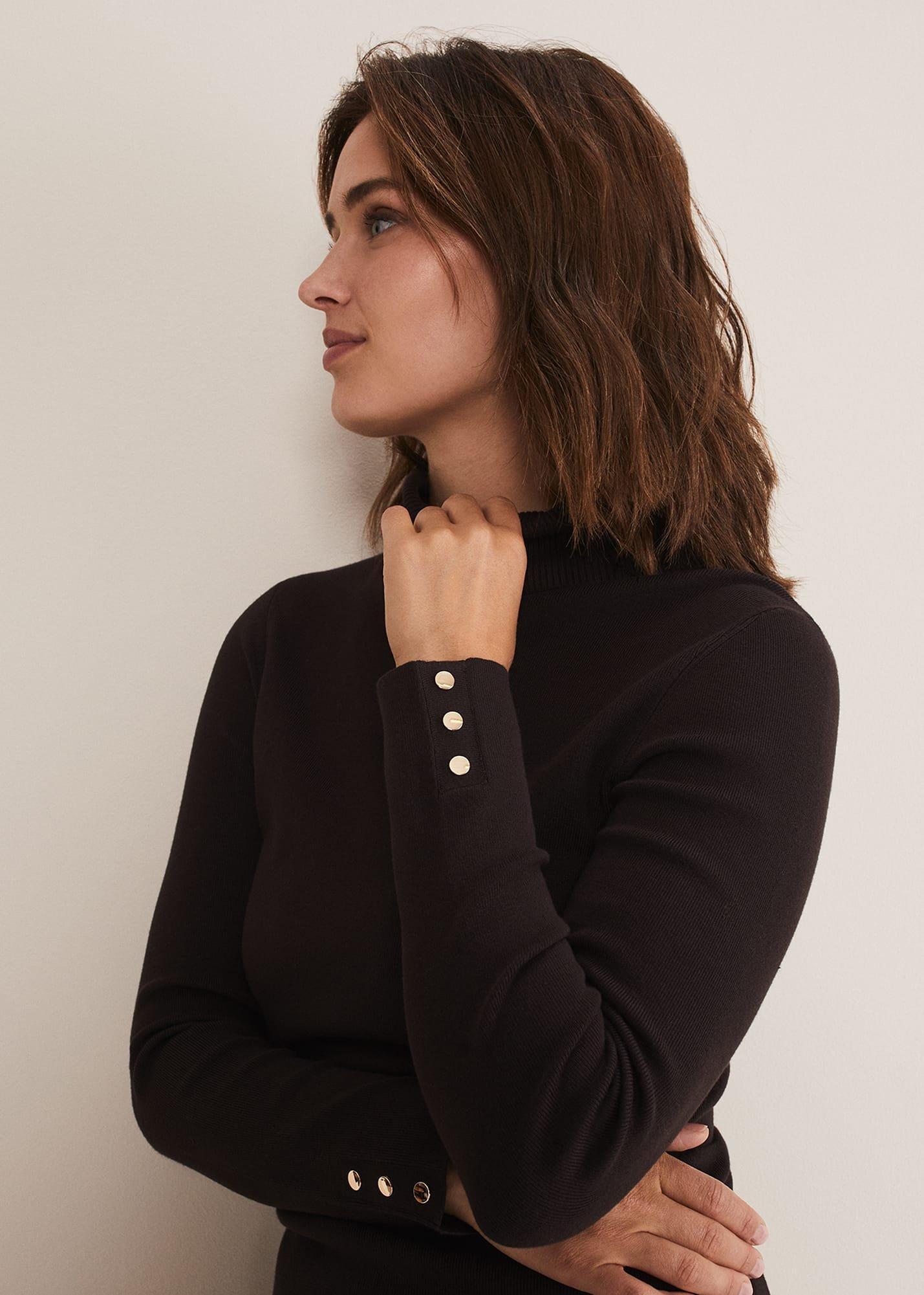 Ottilie Button Detail Roll Neck Knit