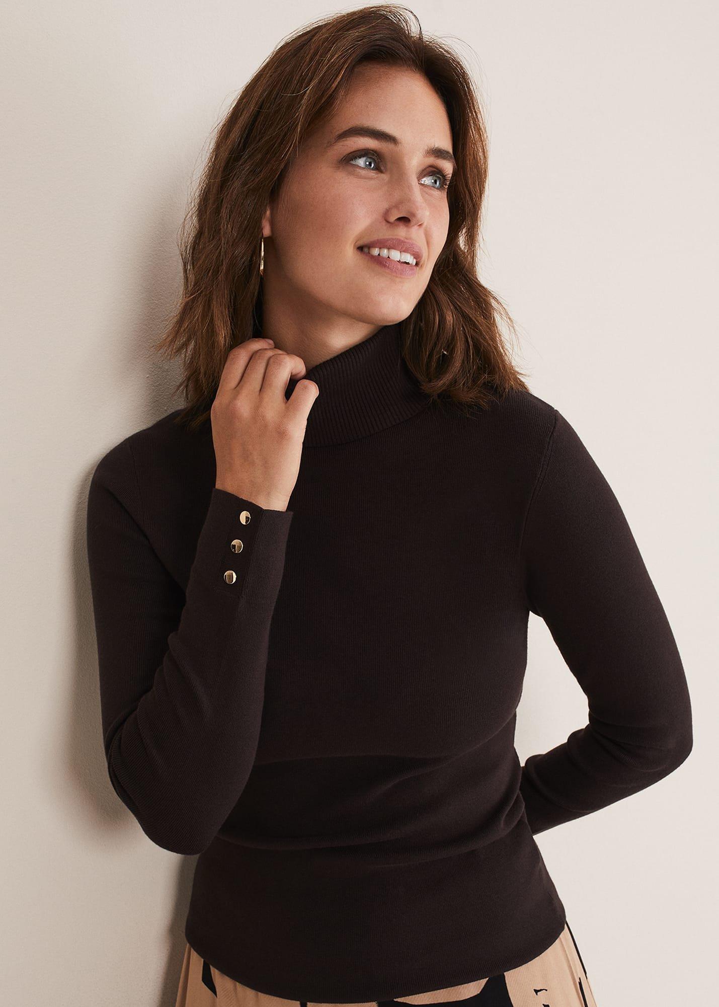 Ottilie Button Detail Roll Neck Knit