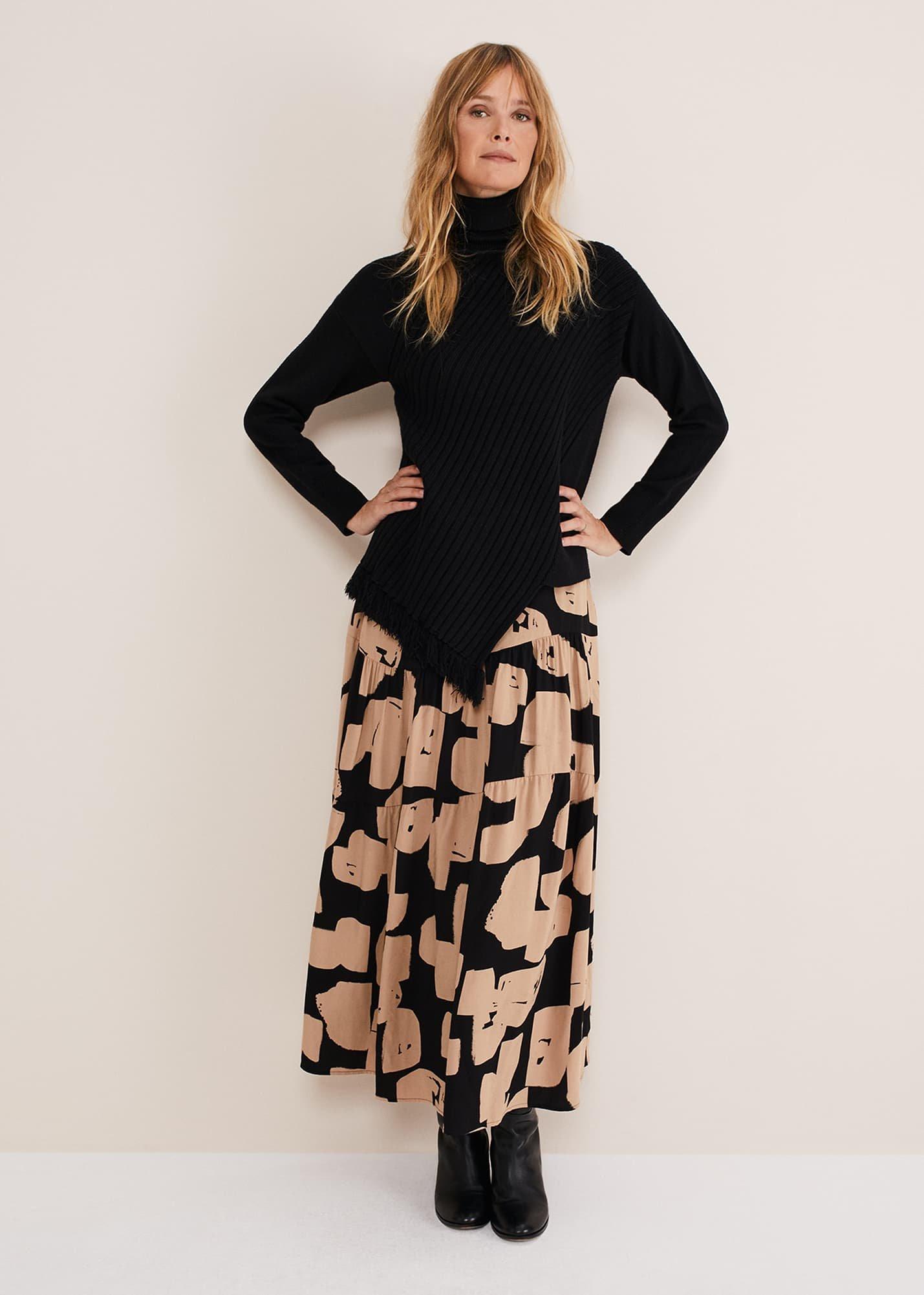 Darcy Cosy Asymmetric Fringe Knit