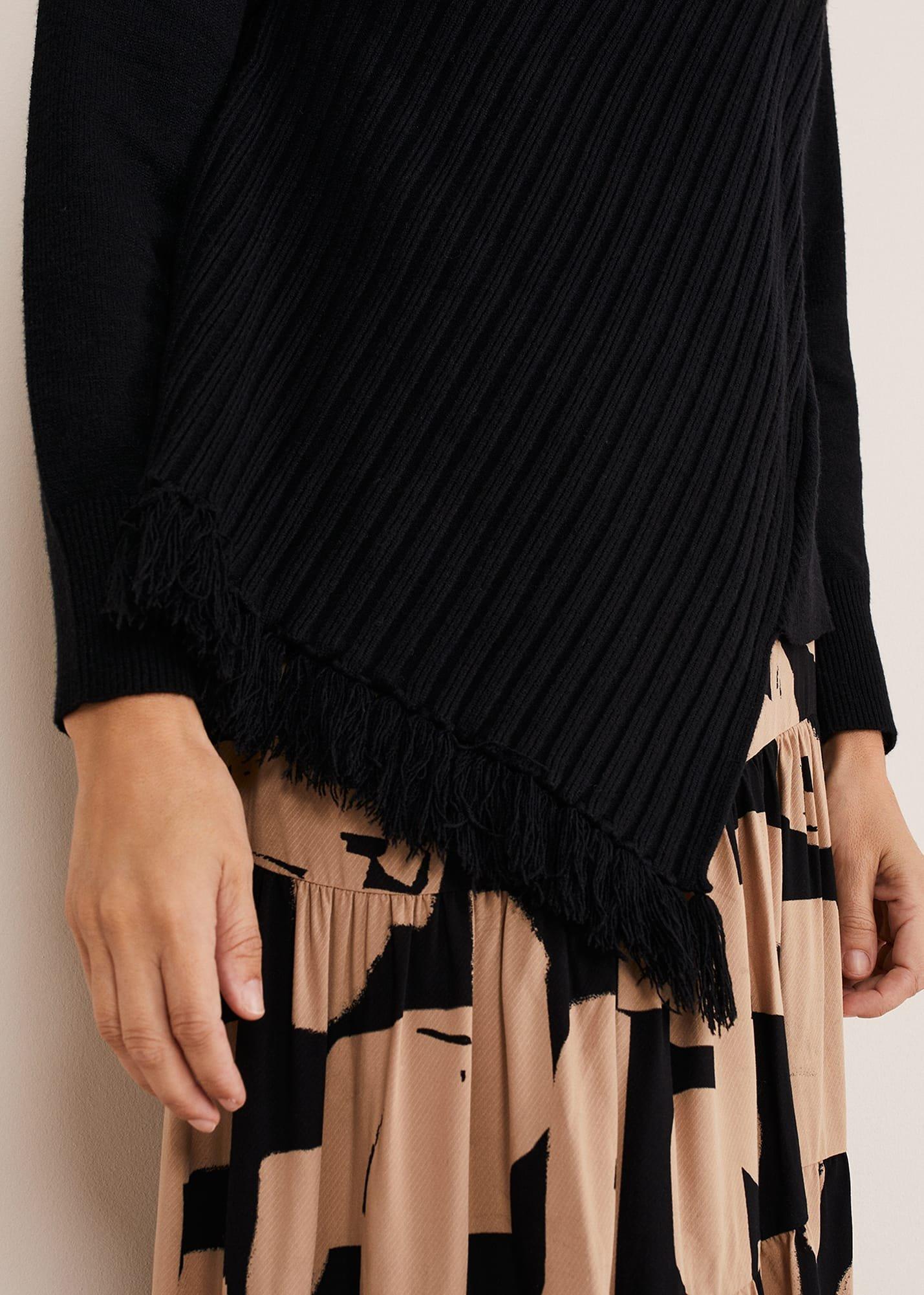Darcy Cosy Asymmetric Fringe Knit