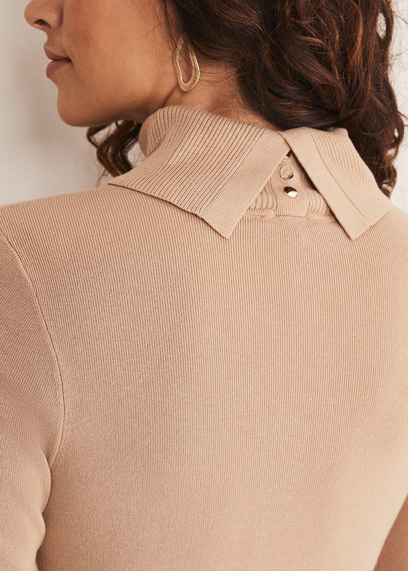 Ottilie Button Detail Roll Neck Knit