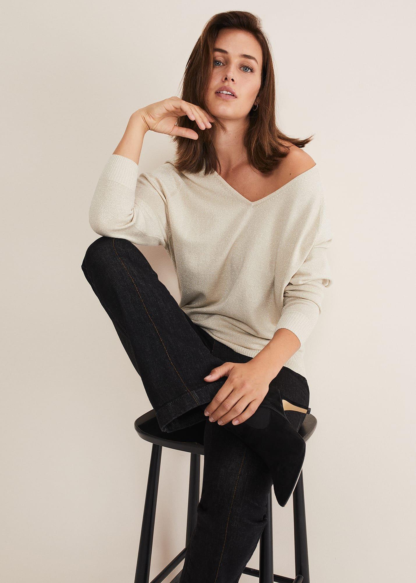 Senita V Neck Lurex Jumper