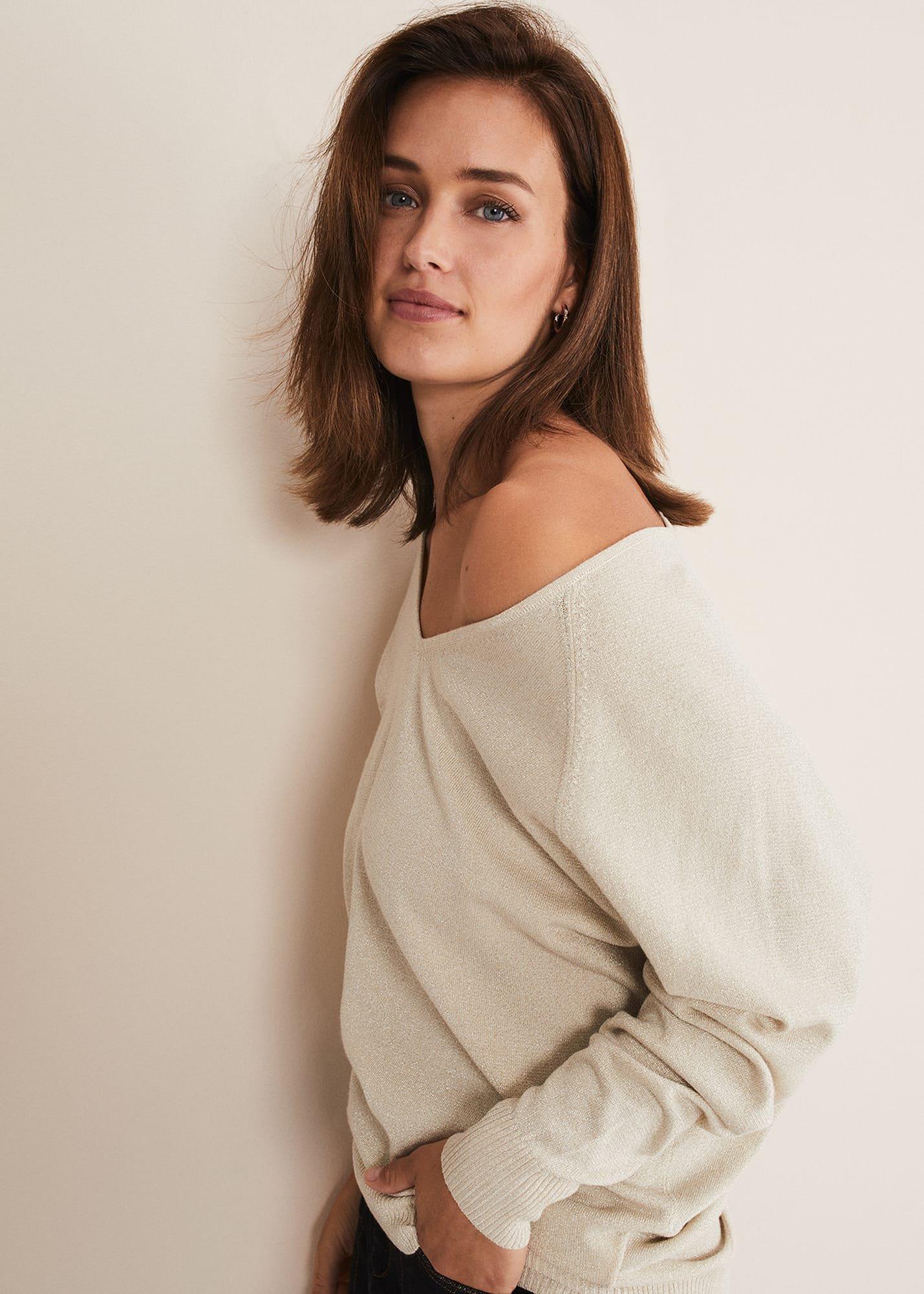 Senita V Neck Lurex Jumper