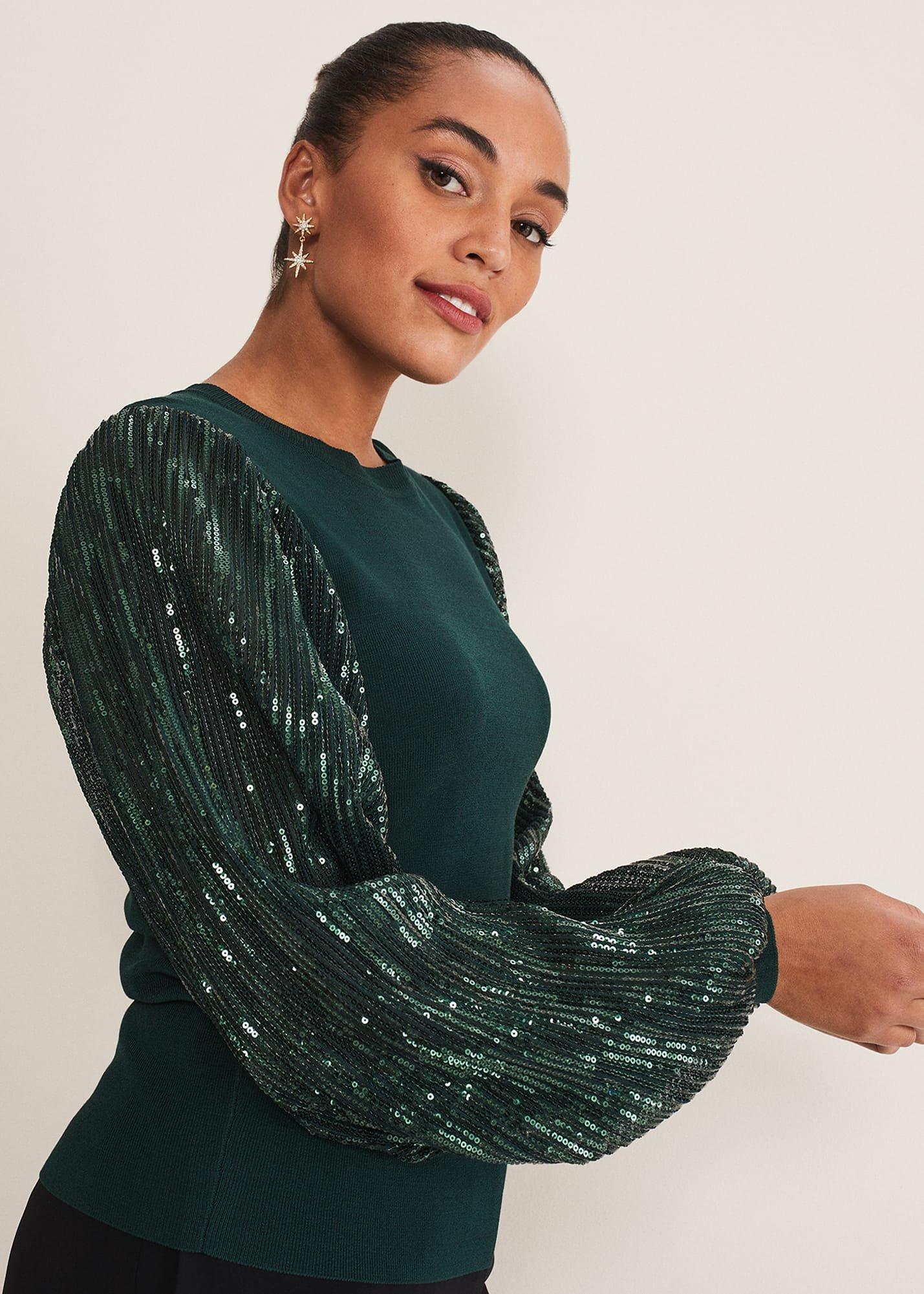 Everley Sequin Sleeve Top