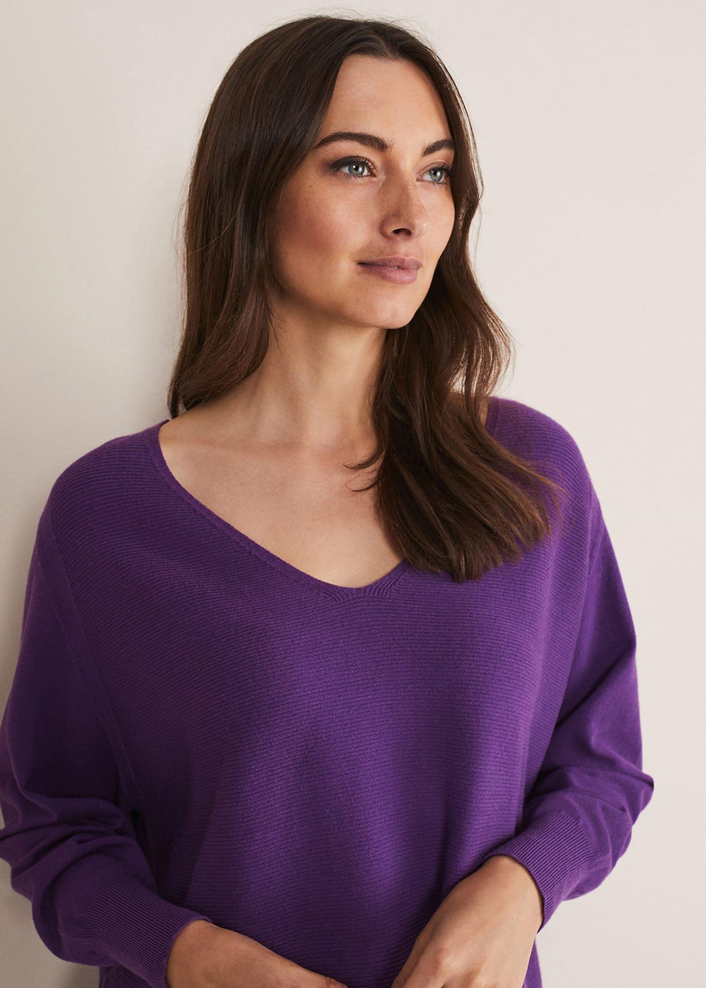 Kirste Textured Fine Knit V-Neck Jumper