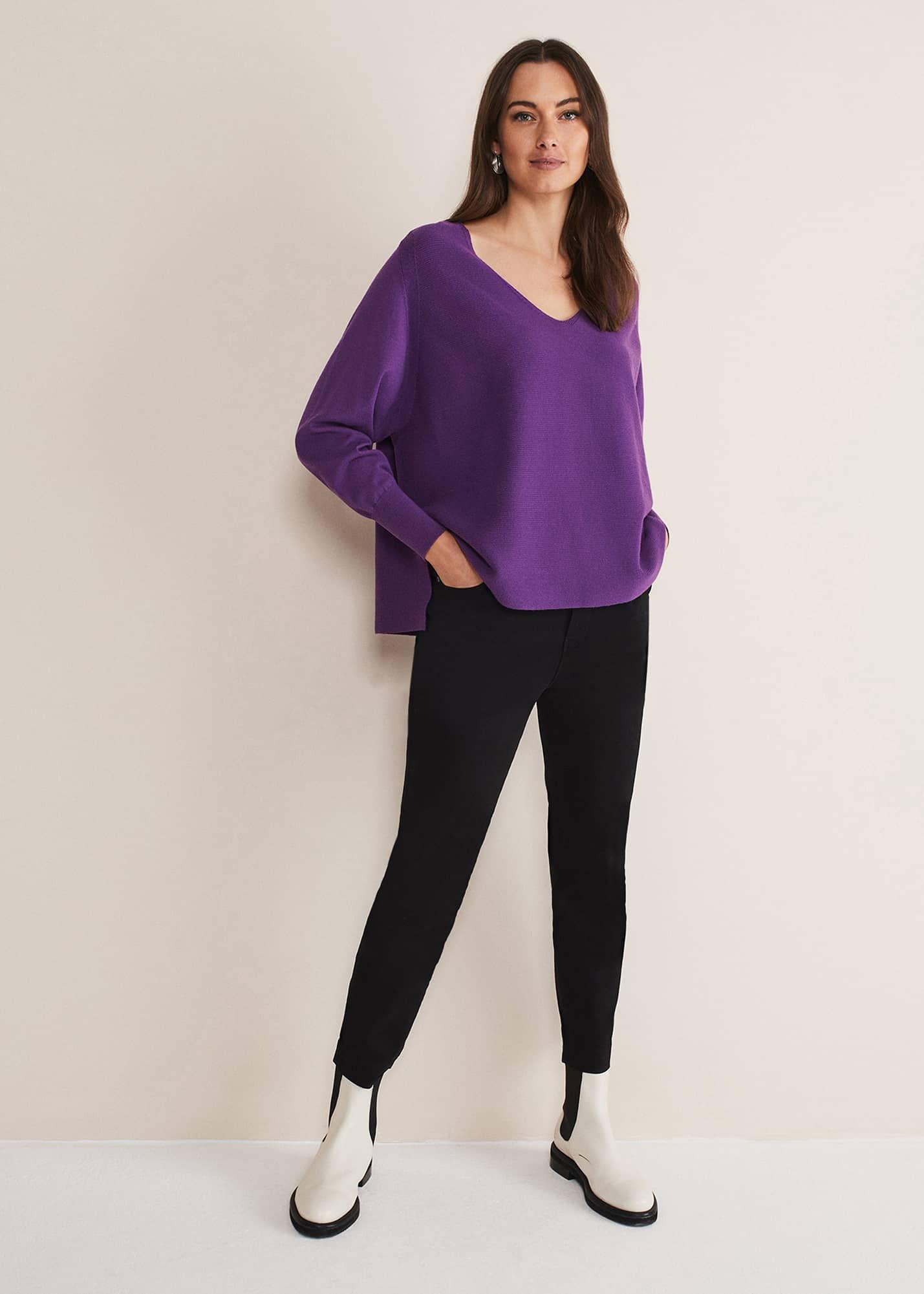 Kirste Textured Fine Knit V-Neck Jumper