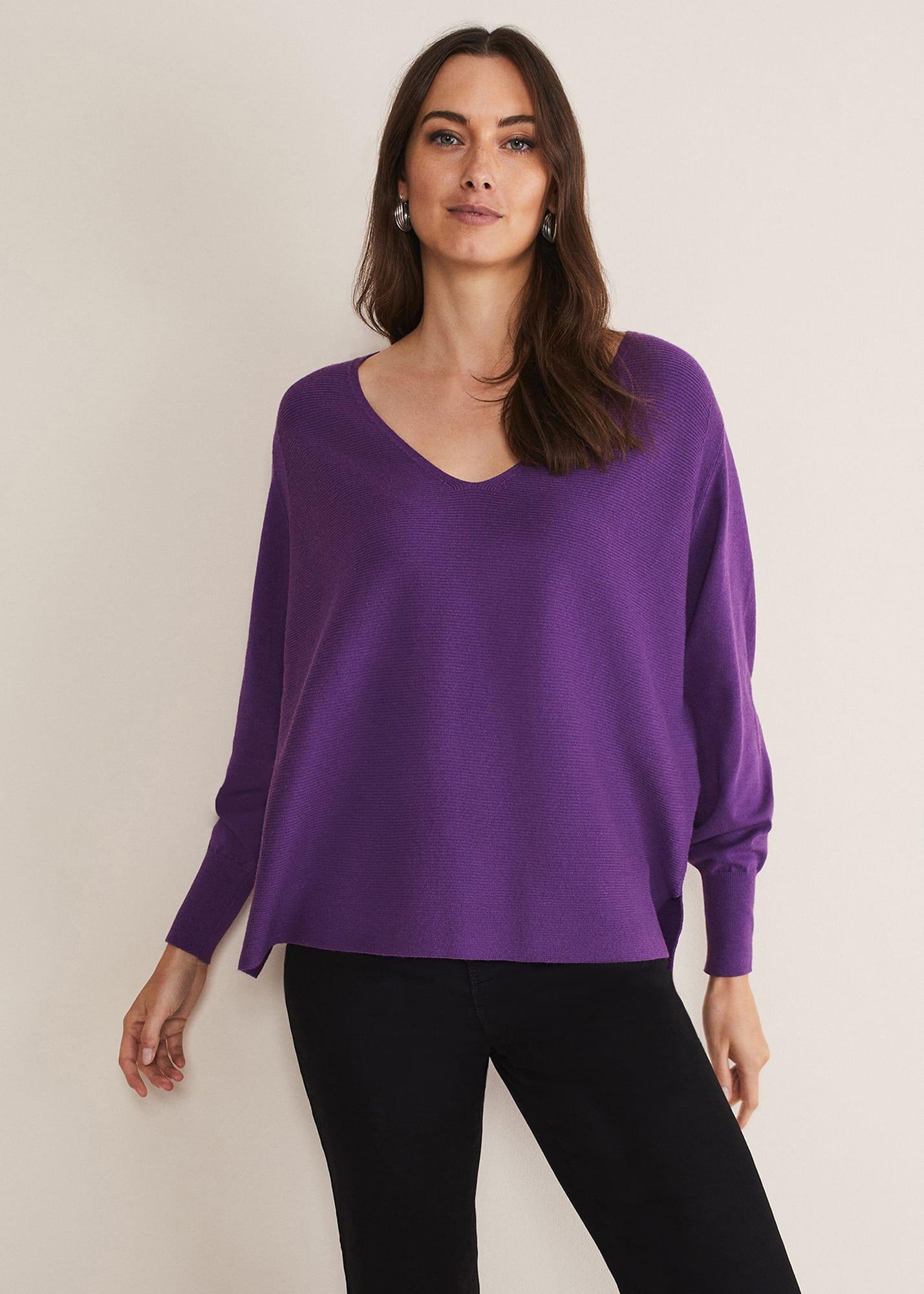 Kirste Textured Fine Knit V-Neck Jumper