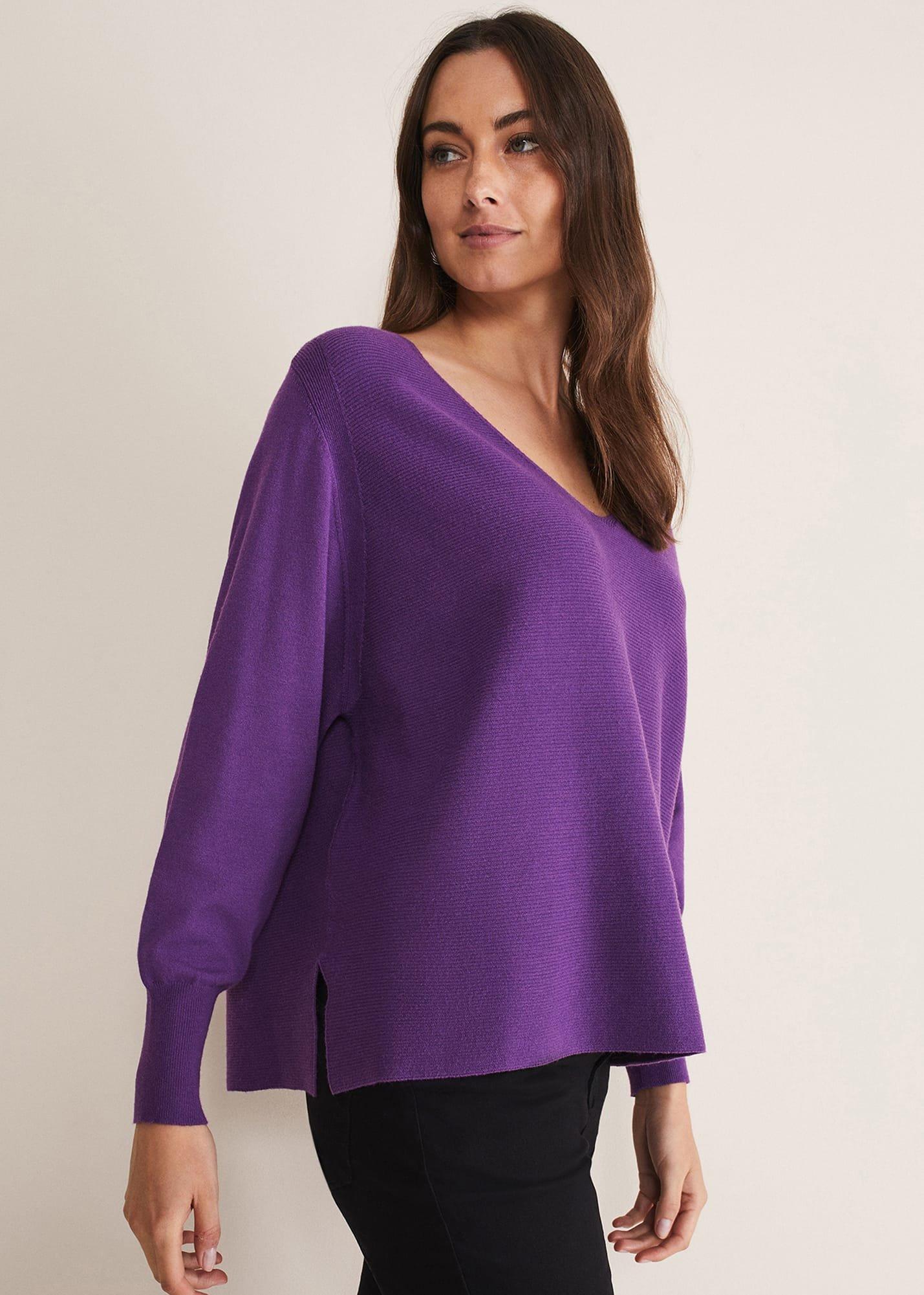 Kirste Textured Fine Knit V-Neck Jumper