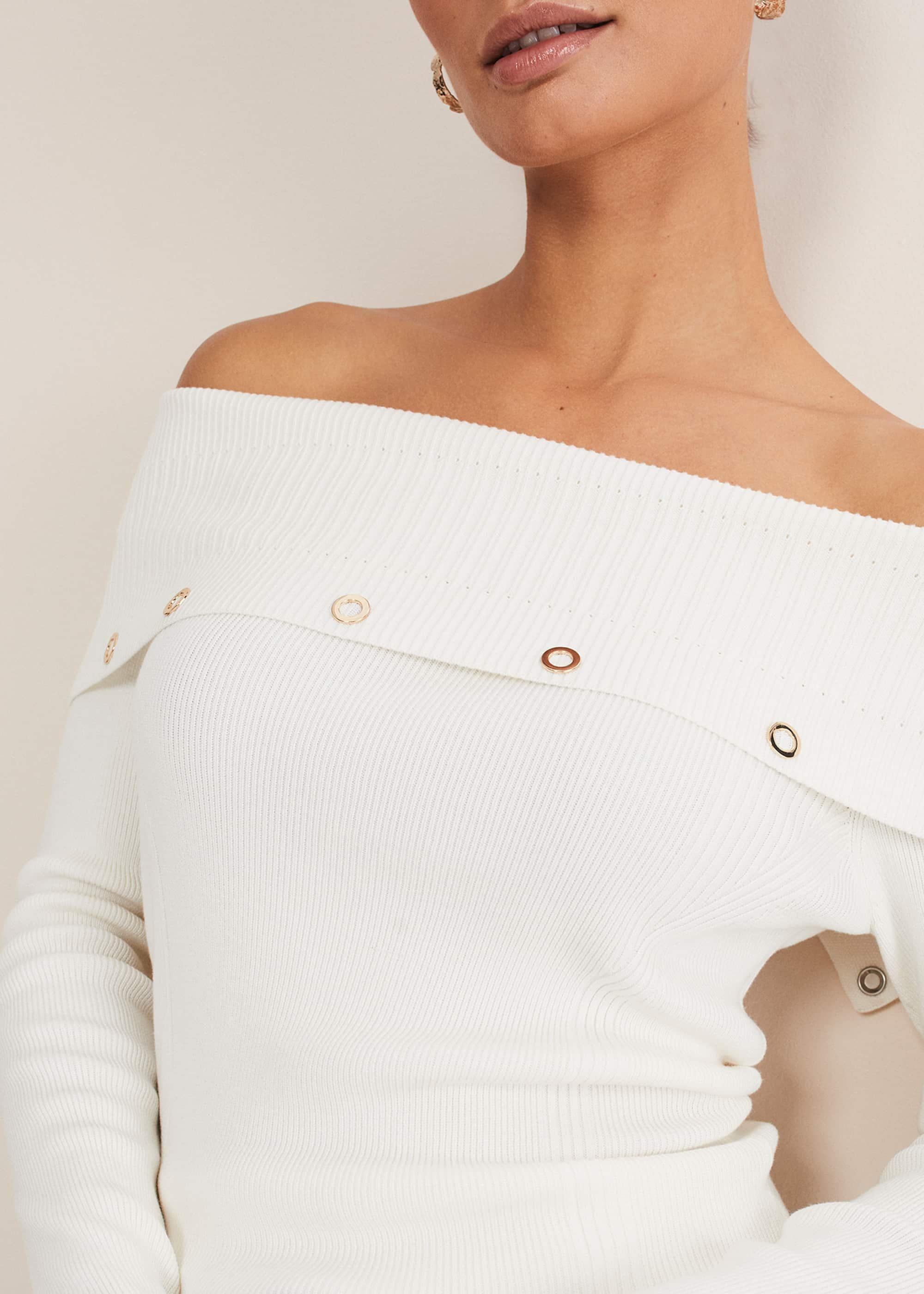 Mirelle Bardot Embellished Knit