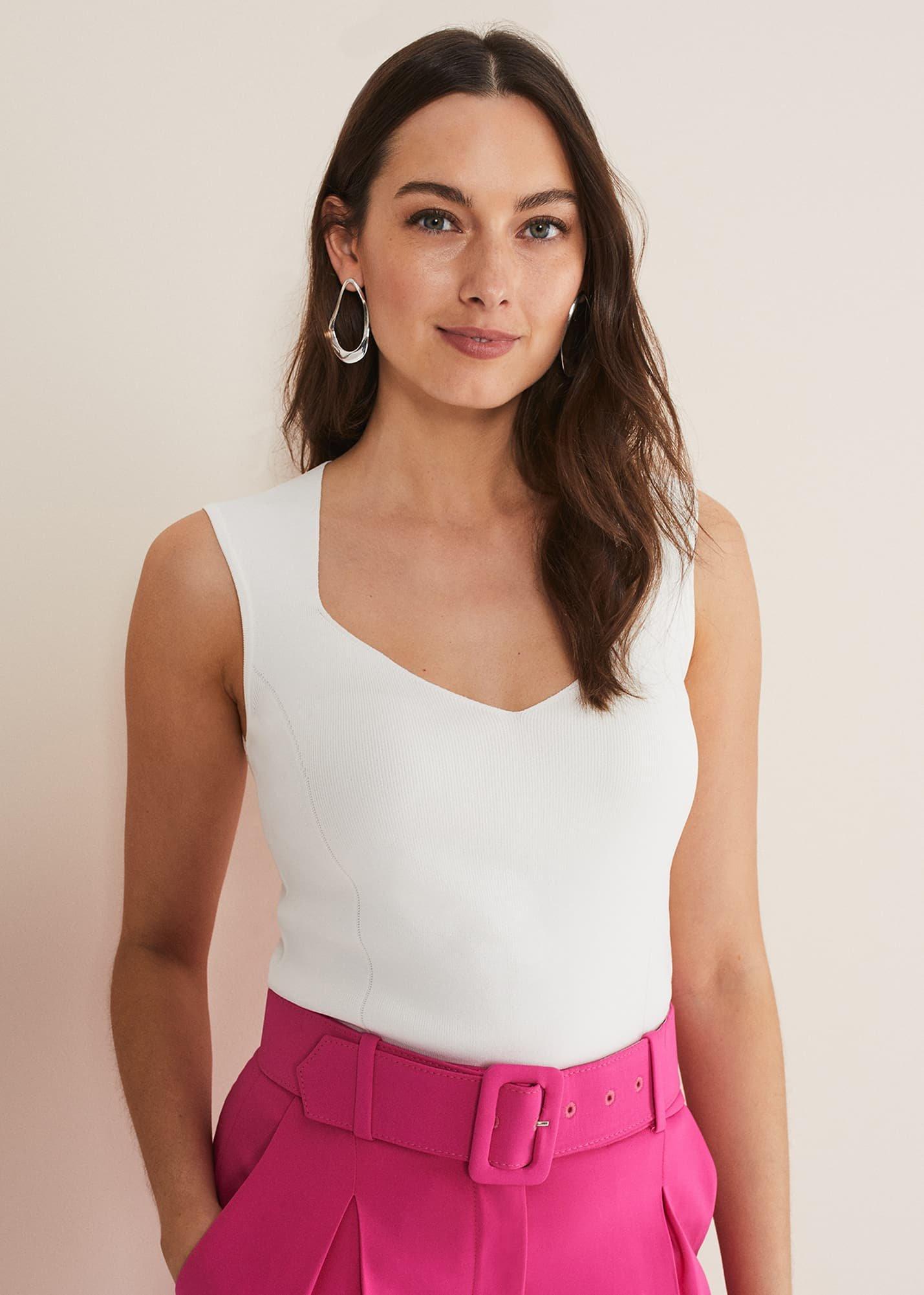Halina Knitted Sweetheart Neck Top