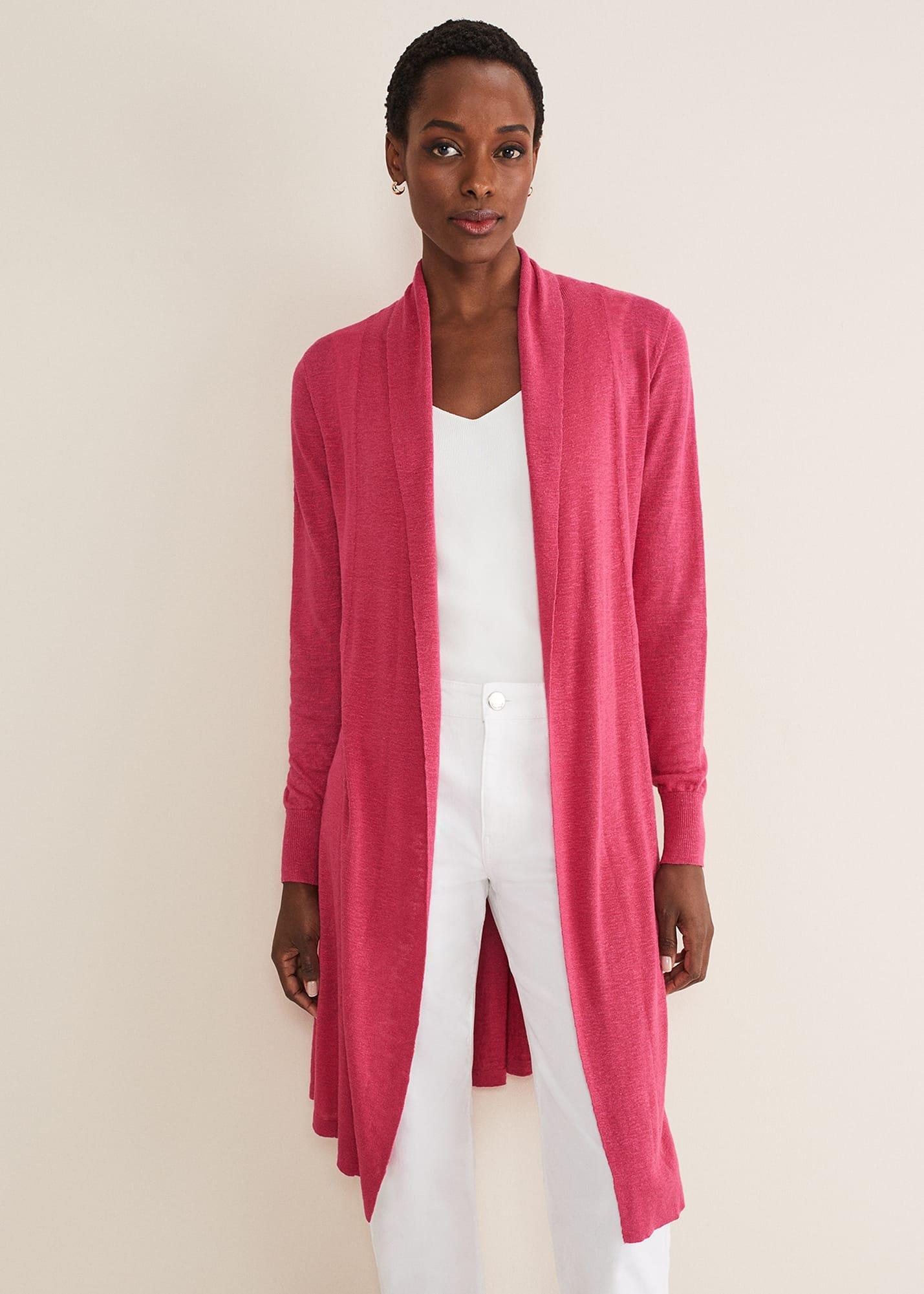 80s HAI SPORTING GEAR co×linen cardigan Louise Linen Longline Cardigan | Phase Eight UK |