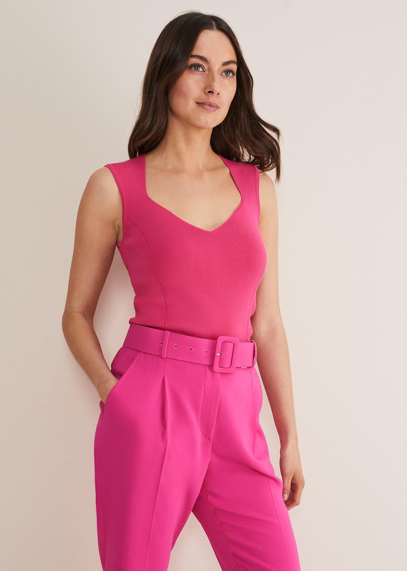 Halina Sweetheart Neck Knitted Top