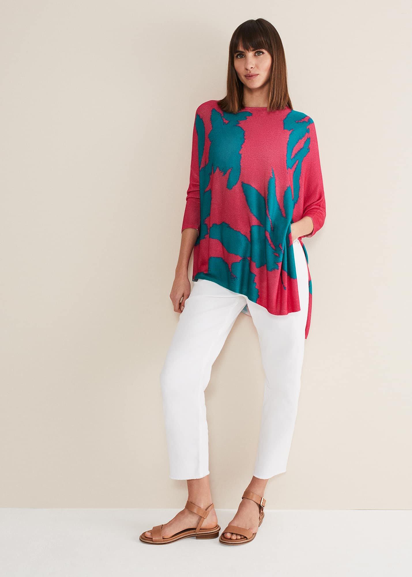 Madison Printed Asymmetric Hem Jumper