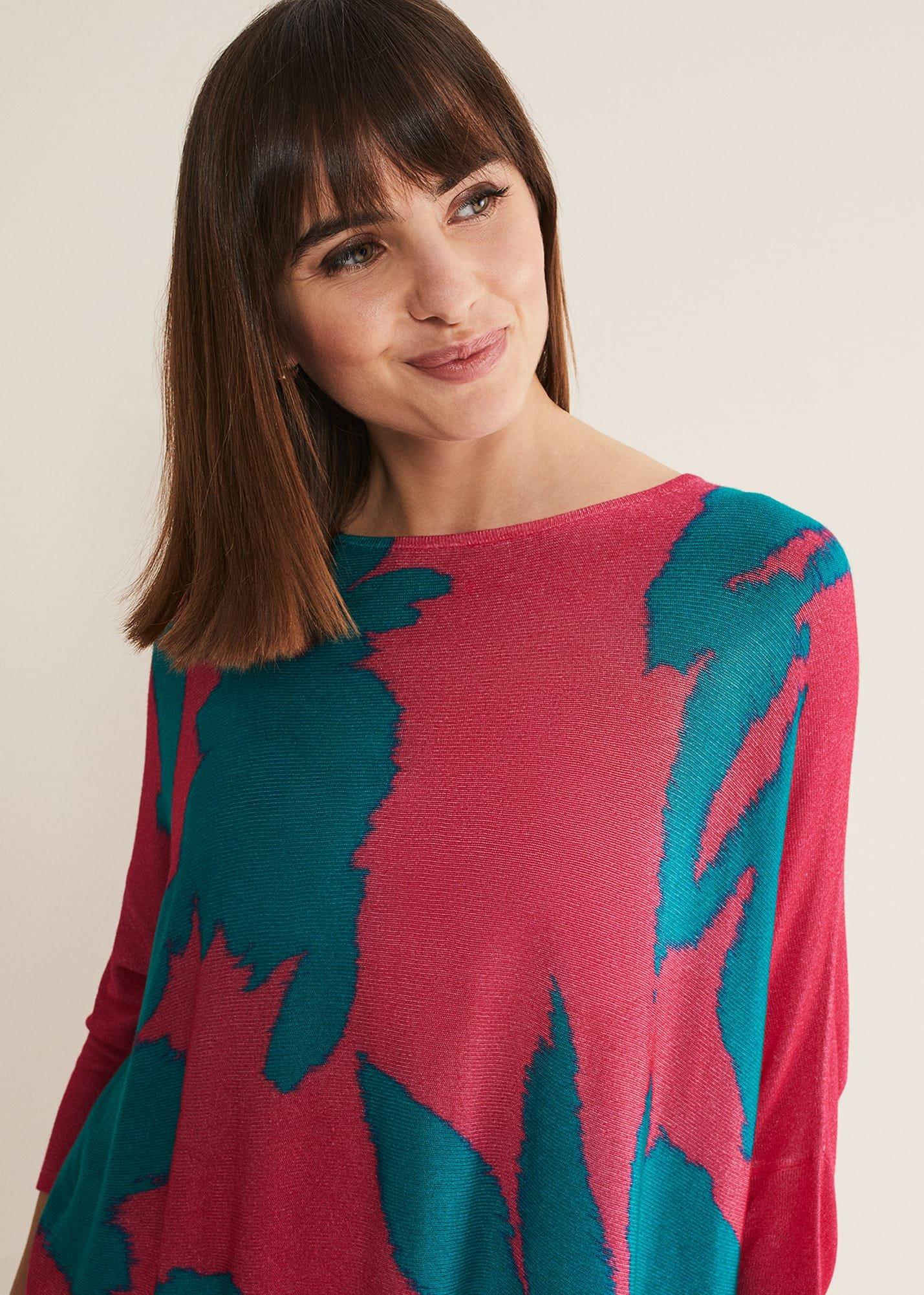 Madison Printed Asymmetric Hem Jumper