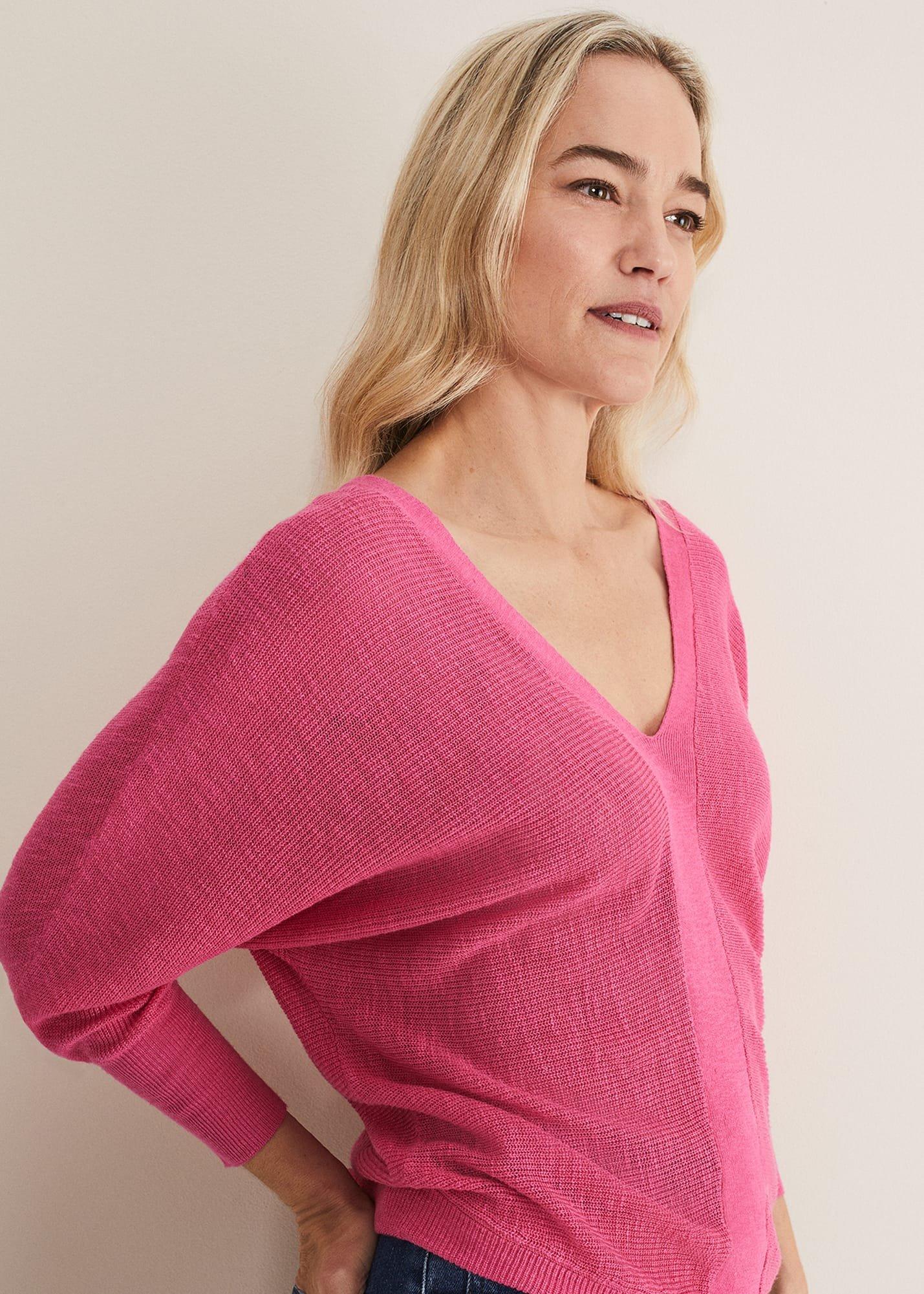 Tia V Neck Linen Knit