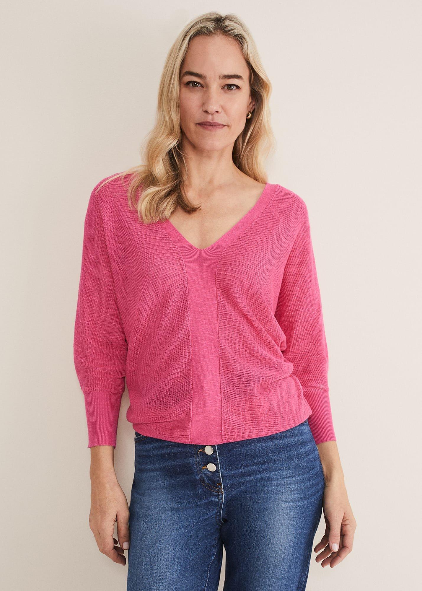 Tia V Neck Linen Knit